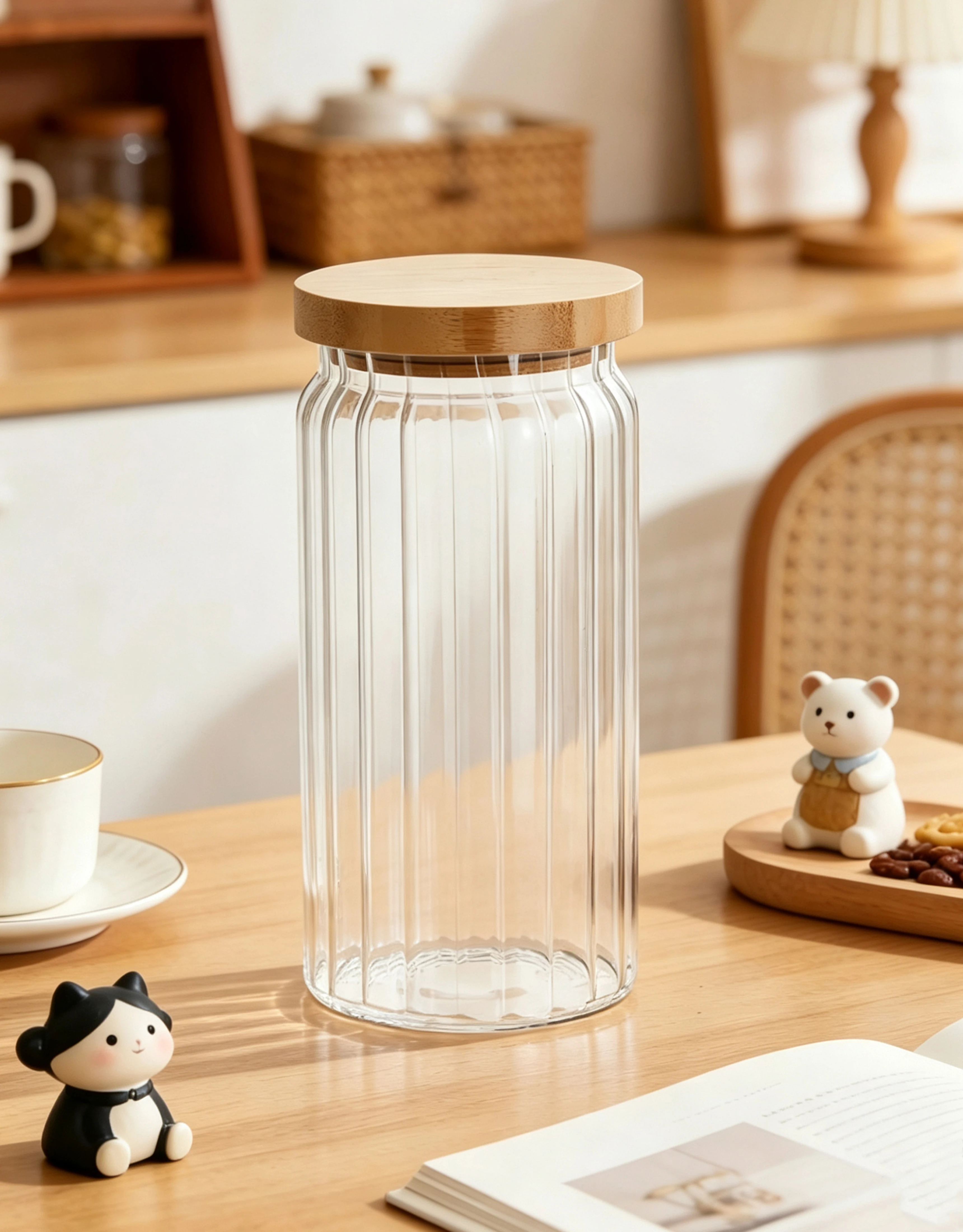 Glass Storage Jar with Acacia Lid