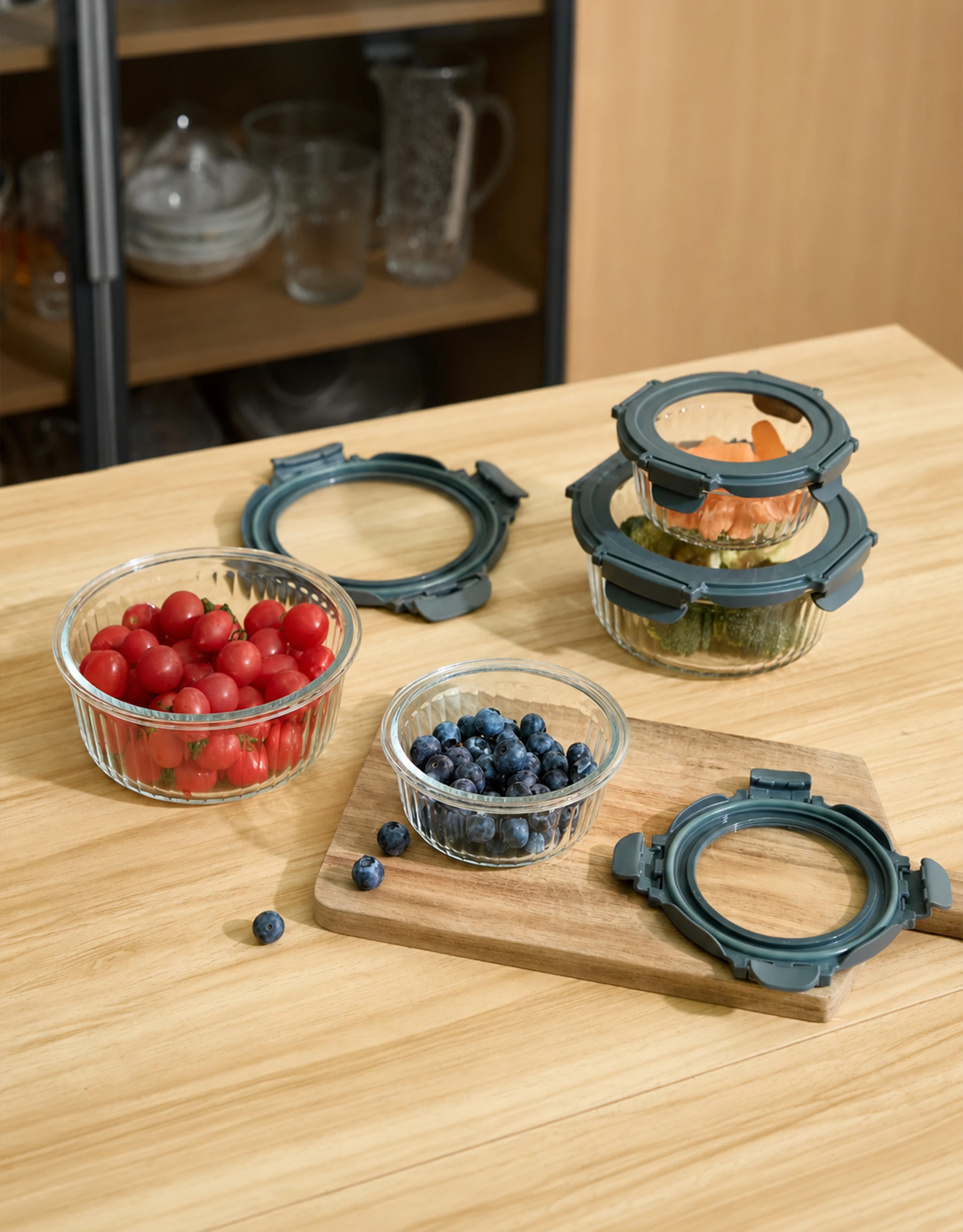 Ribbed Glass Food Containers