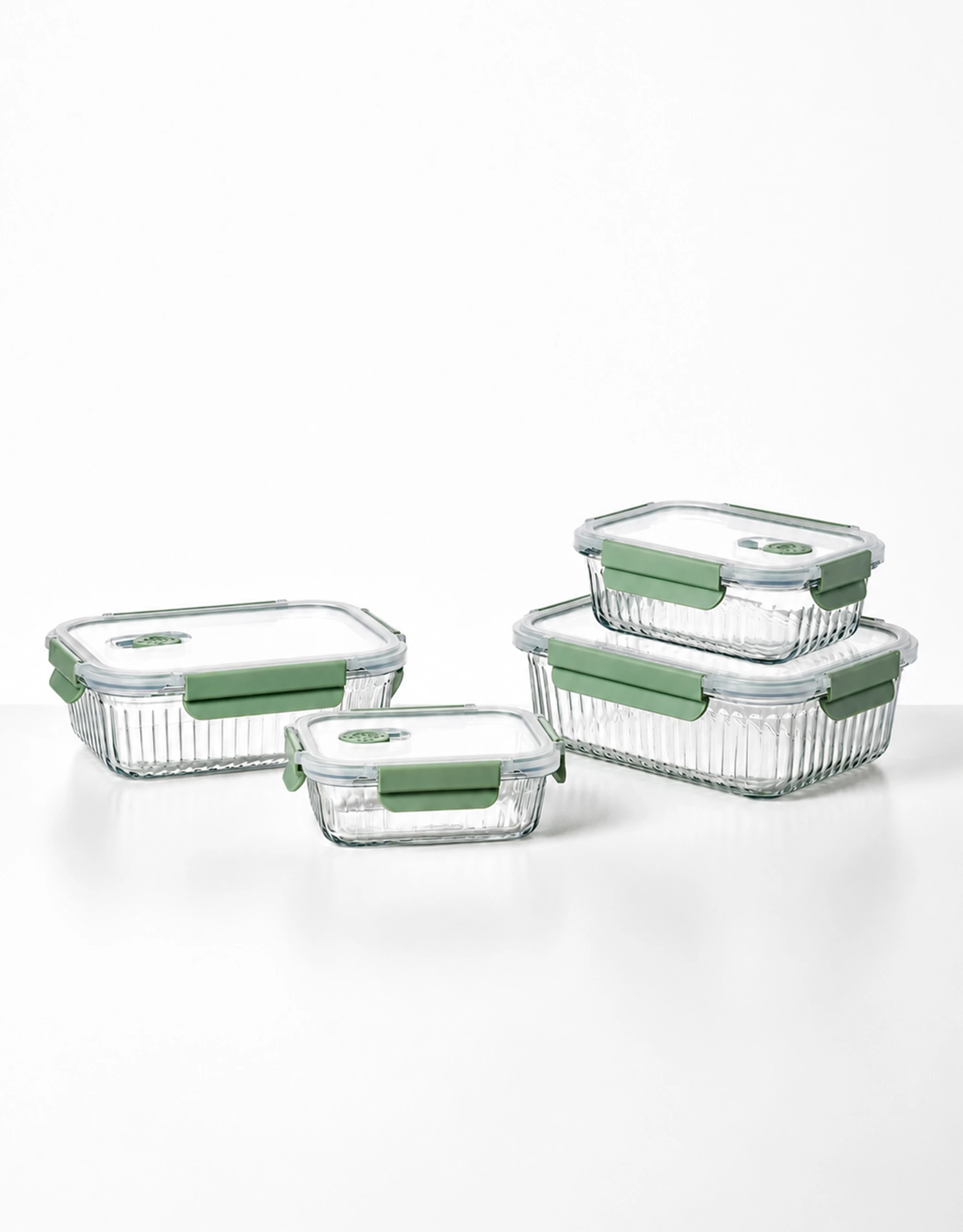 Ribbed Glass Food Containers