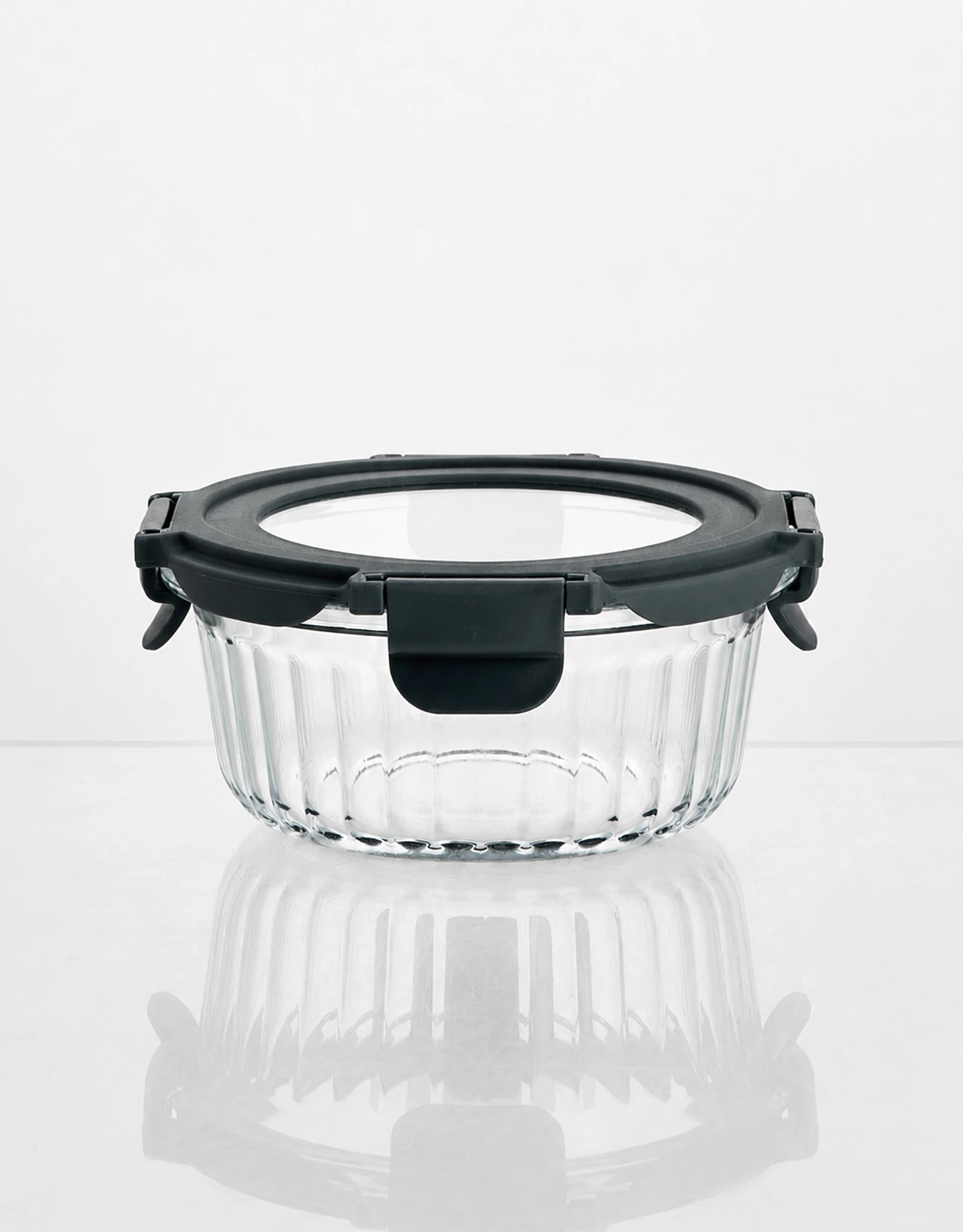 Ribbed Glass Food Containers
