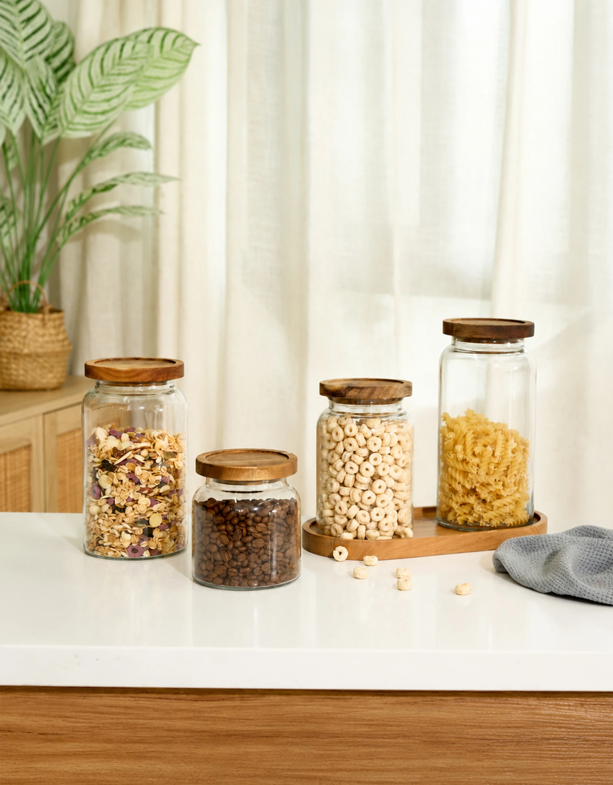 Set of 4 Round Glass Storage Jars