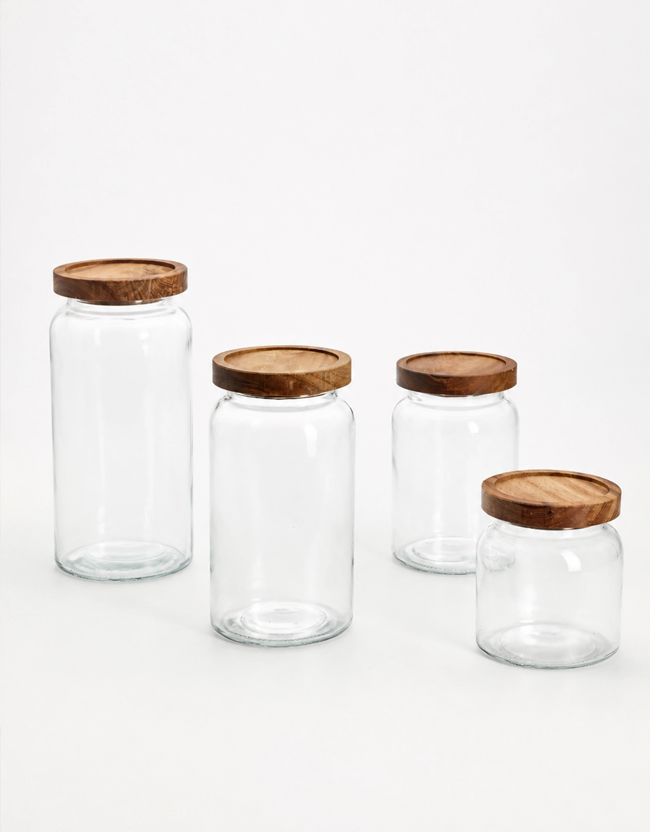 Set of 4 Round Glass Storage Jars