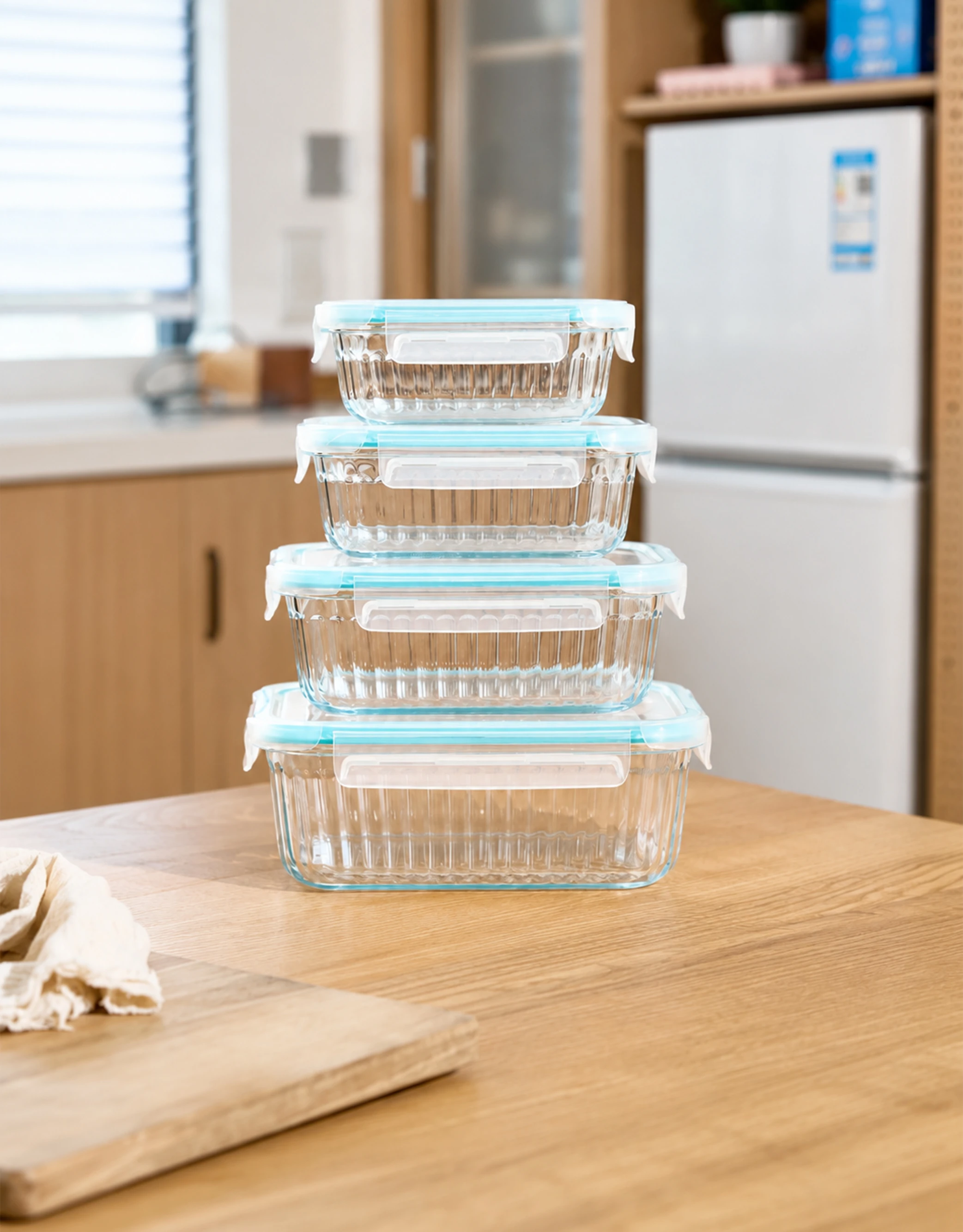 Ribbed Glass Food Containers