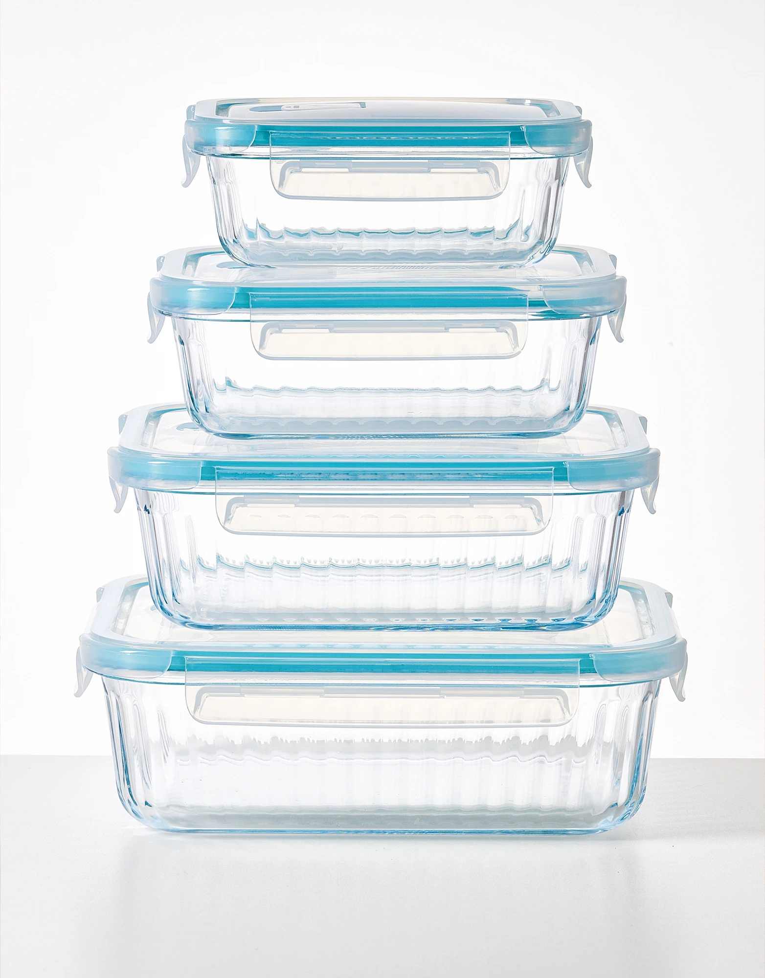 Ribbed Glass Food Containers