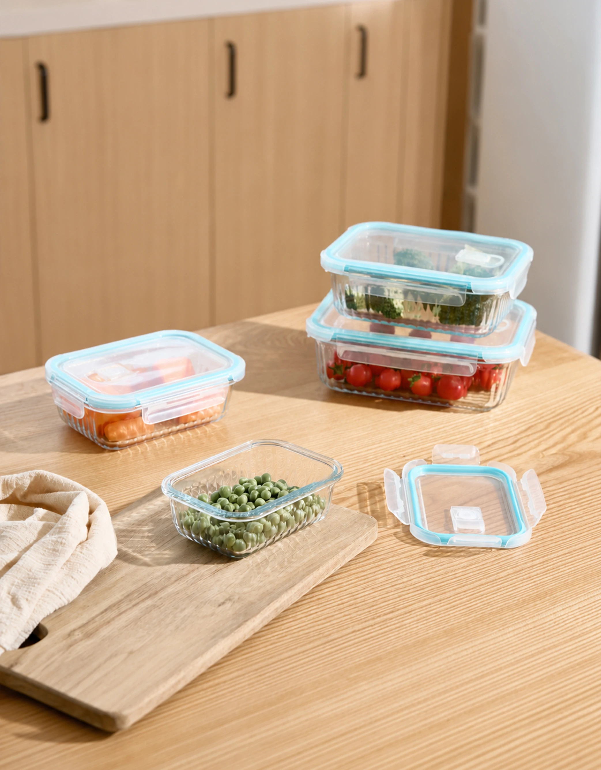 Ribbed Glass Food Containers