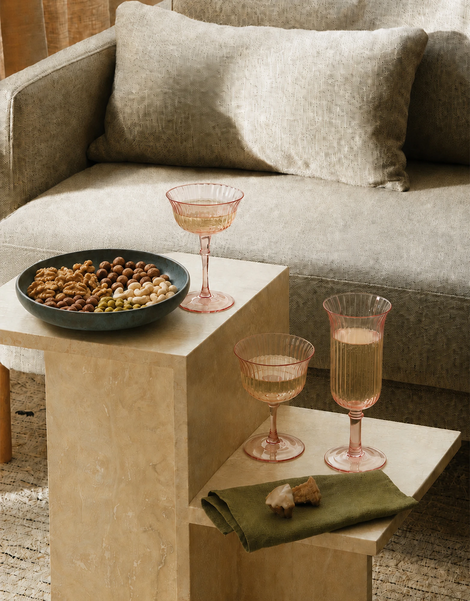 Ribbed Pastel Tint Glassware Set