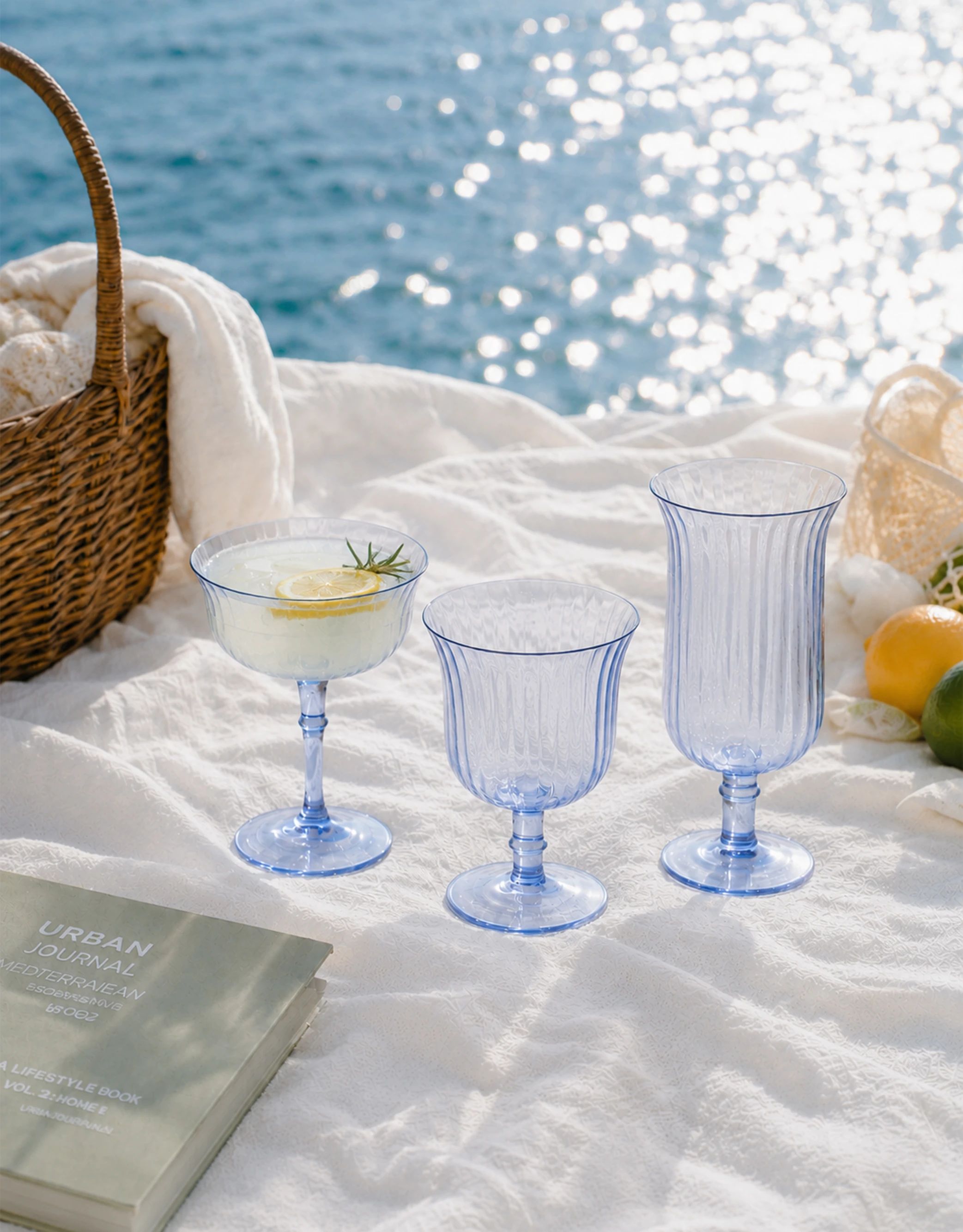 Ribbed Pastel Tint Glassware Set