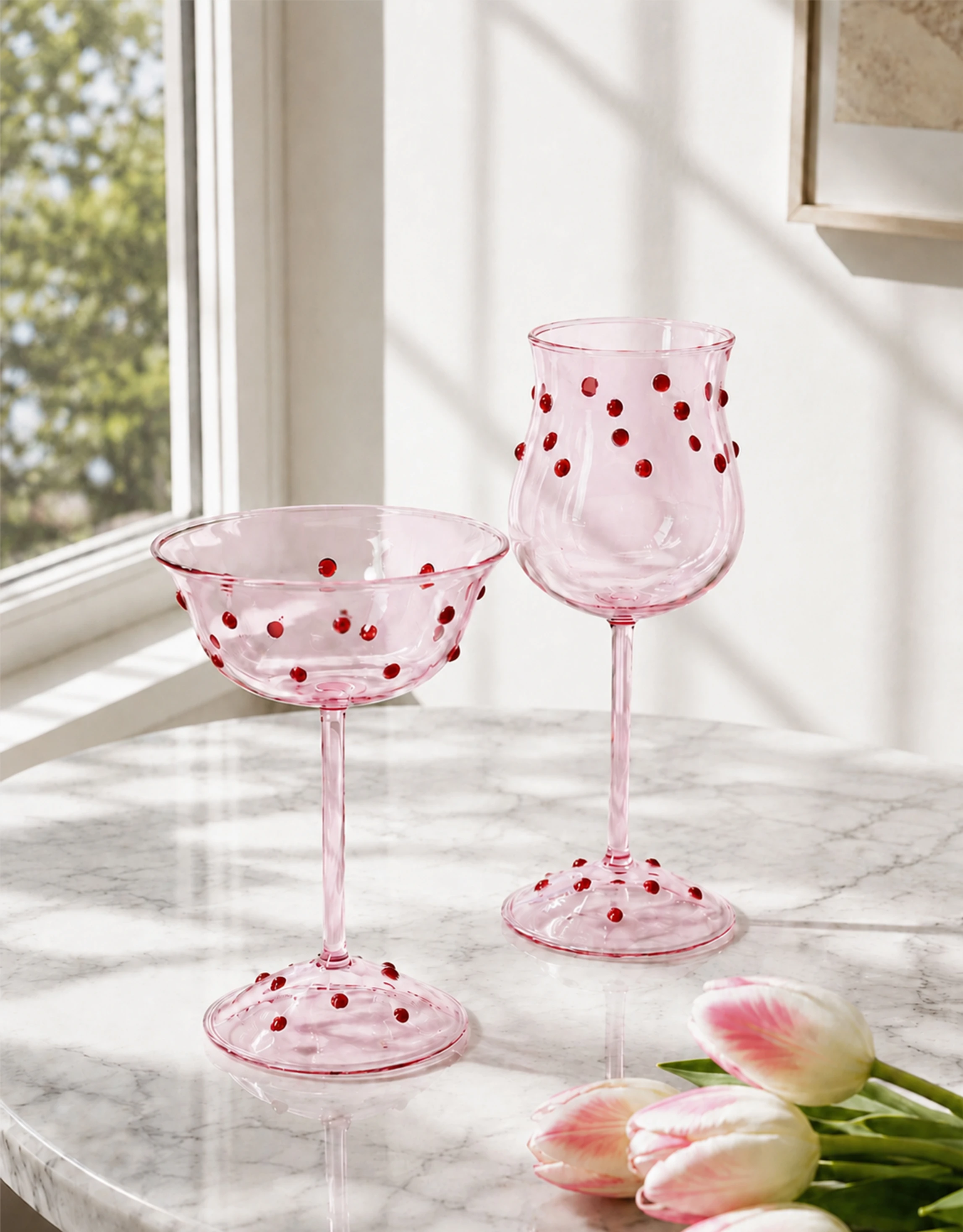 Polka Dot Glass Drinkware Set