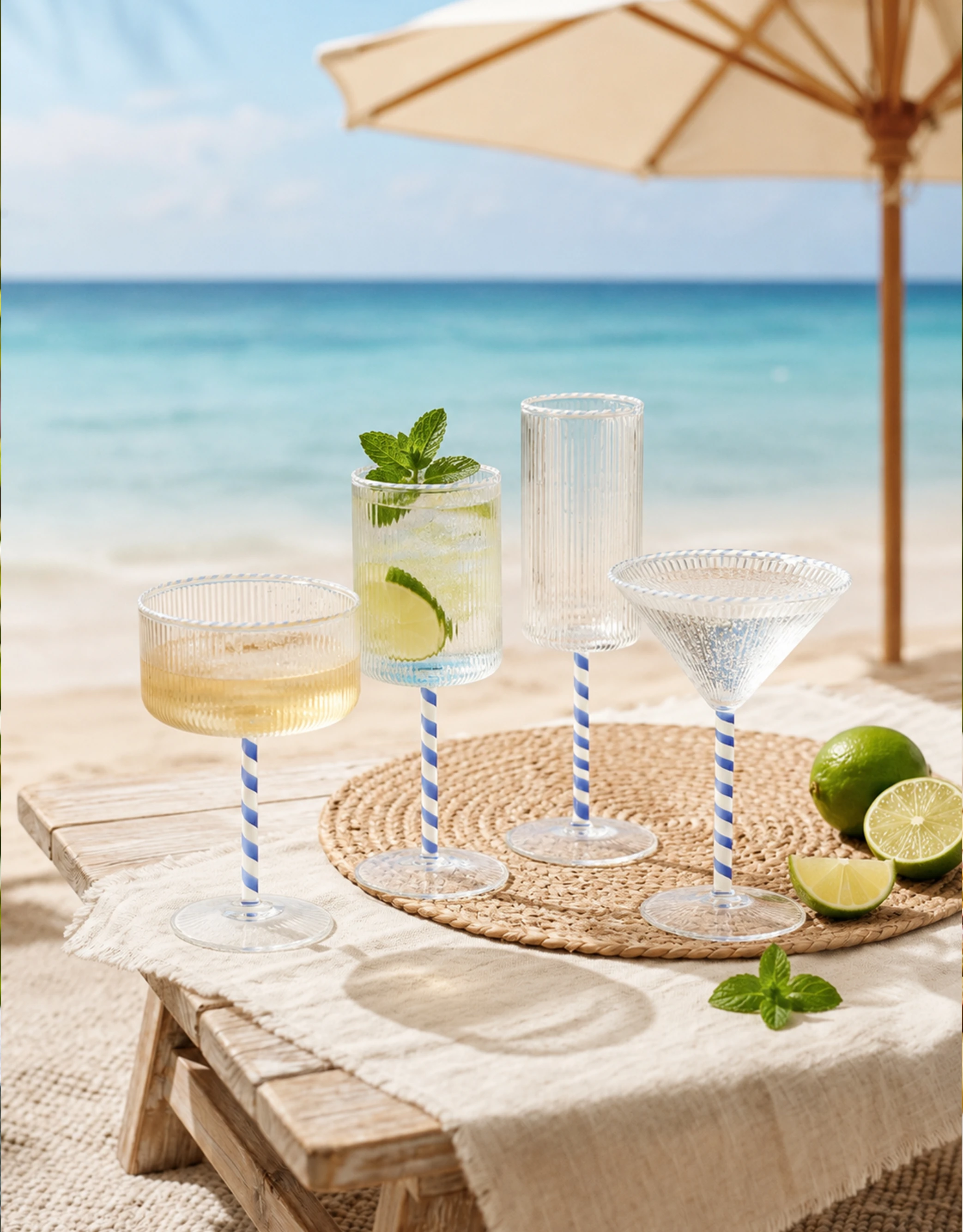 Ribbed Glass Drinkware Set