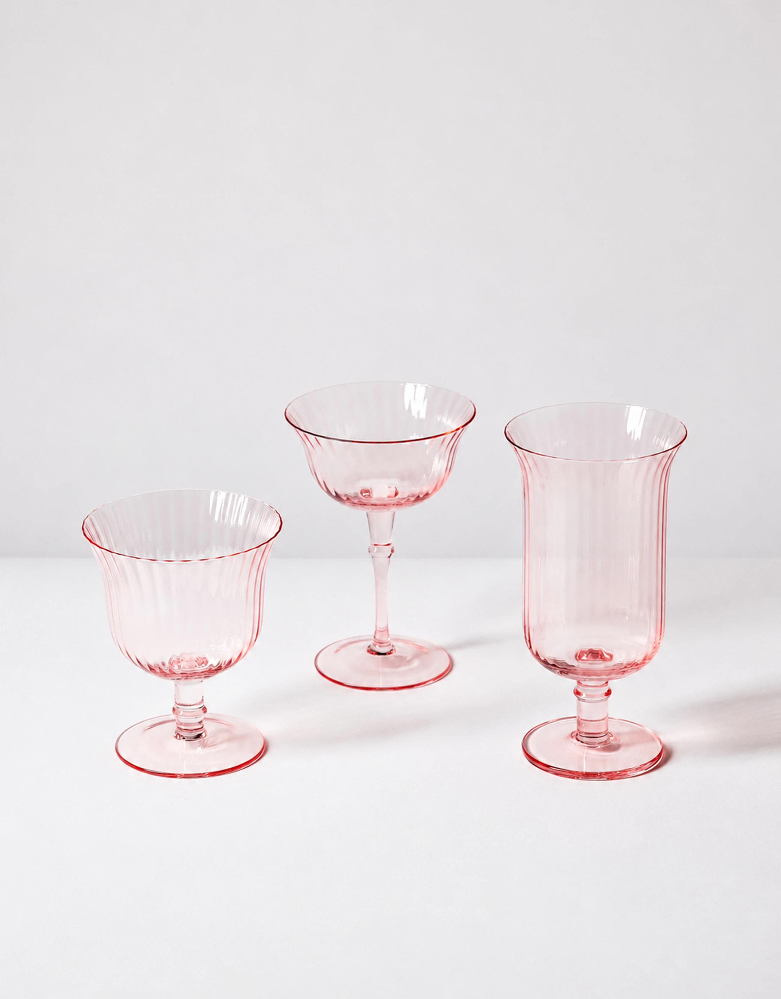 Ribbed Pastel Tint Glassware Set