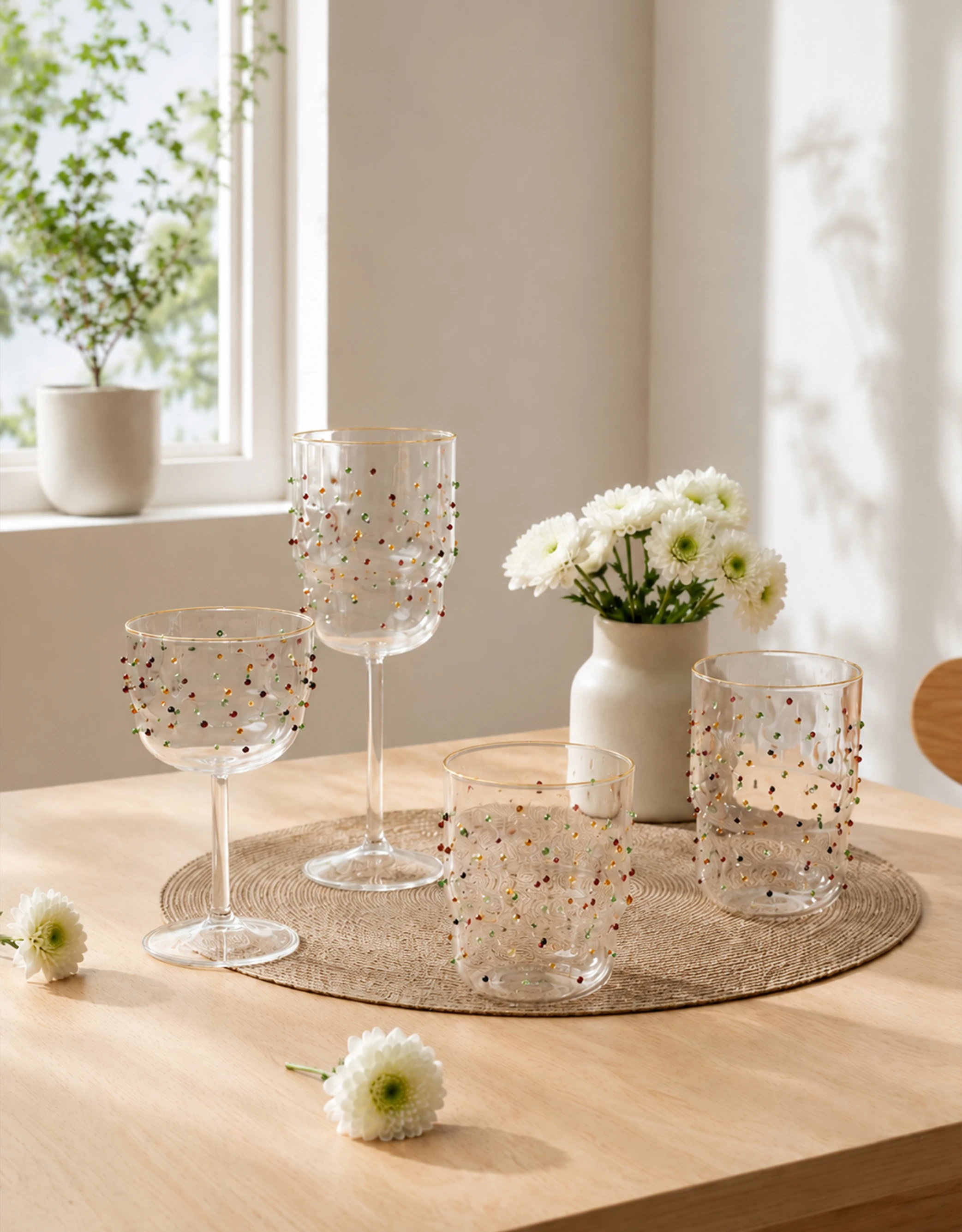 Polka Dot Glass Drinkware Set