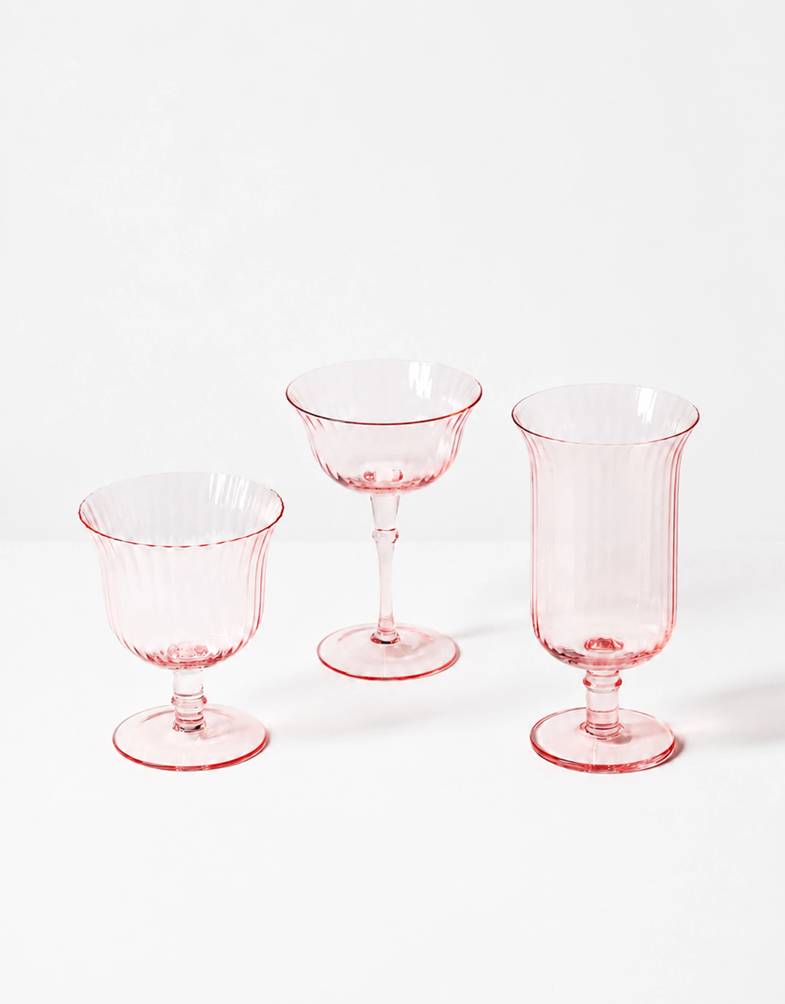 Ribbed Pastel Tint Glassware Set