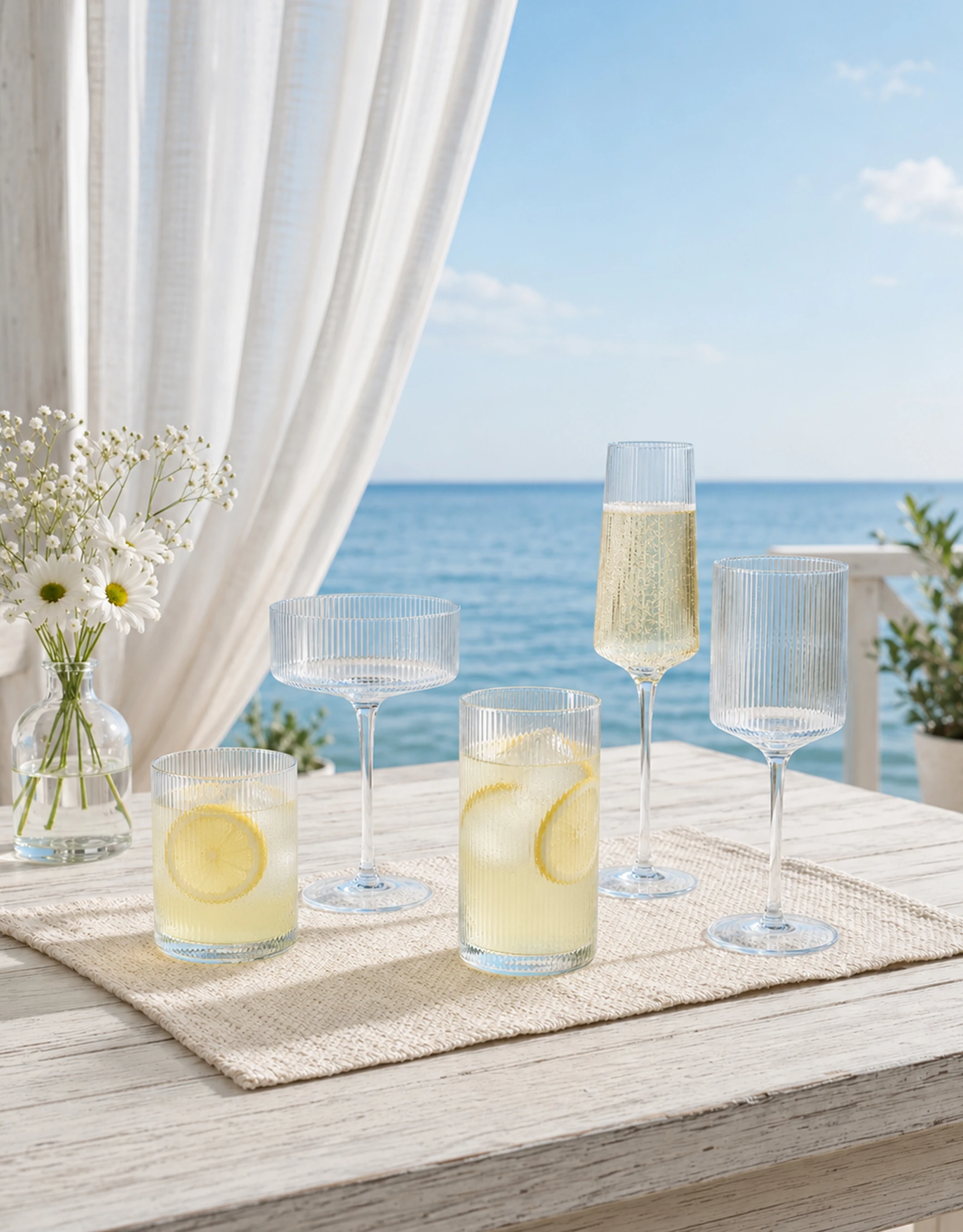 Ribbed Pastel Tint Drinkware Set