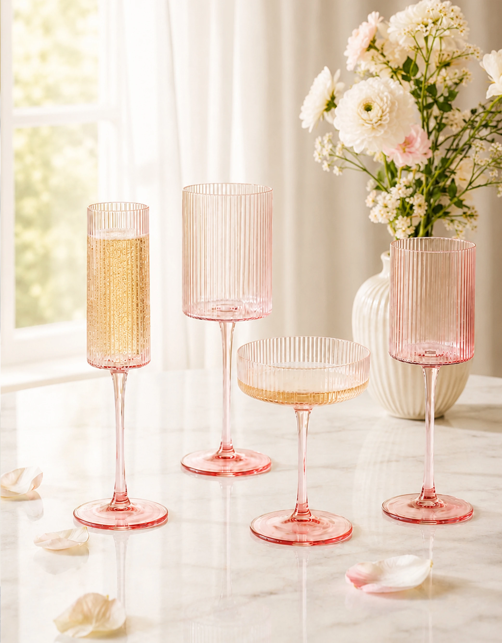 Ribbed Glass Drinkware Set
