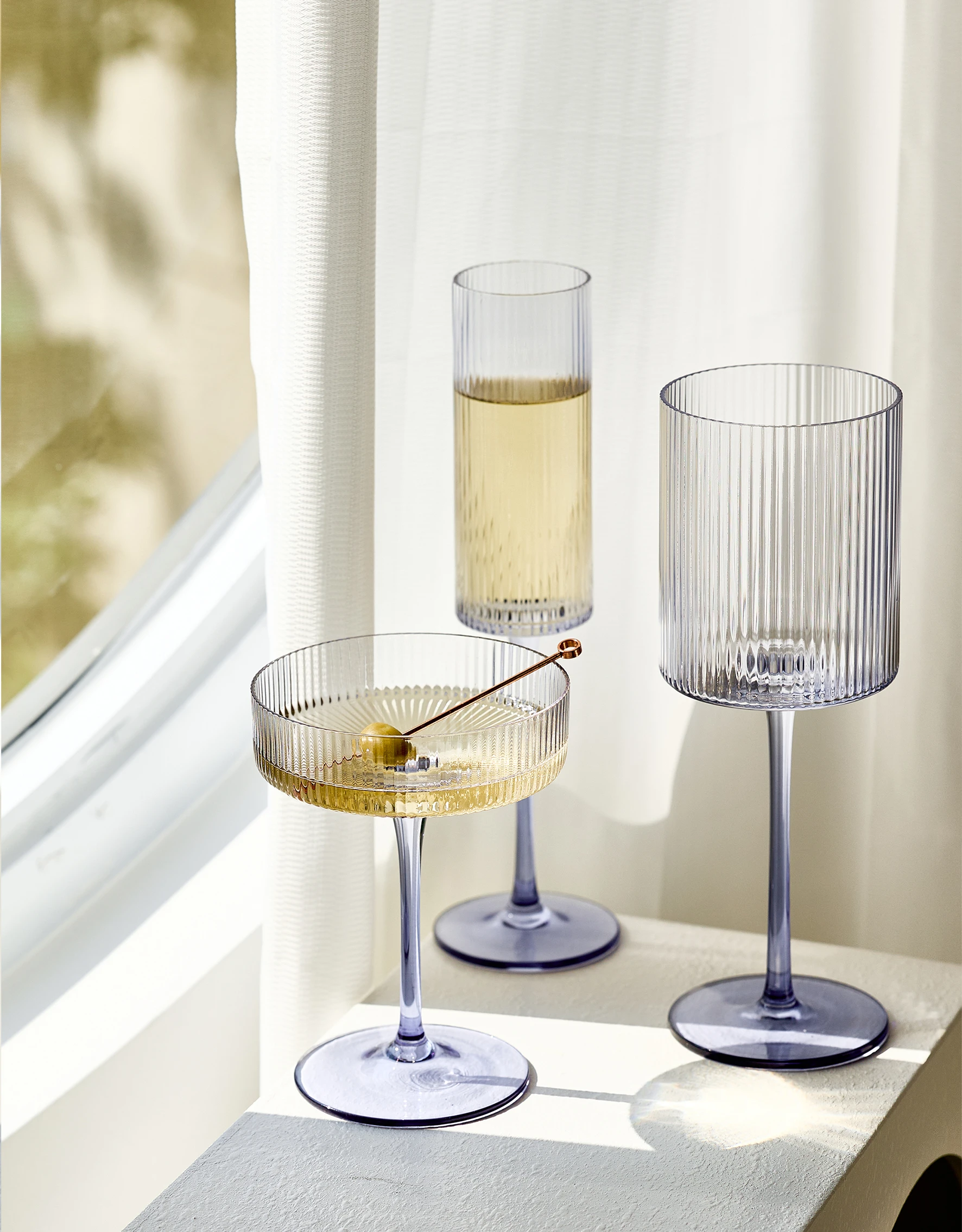 Ribbed Glass Drinkware Set