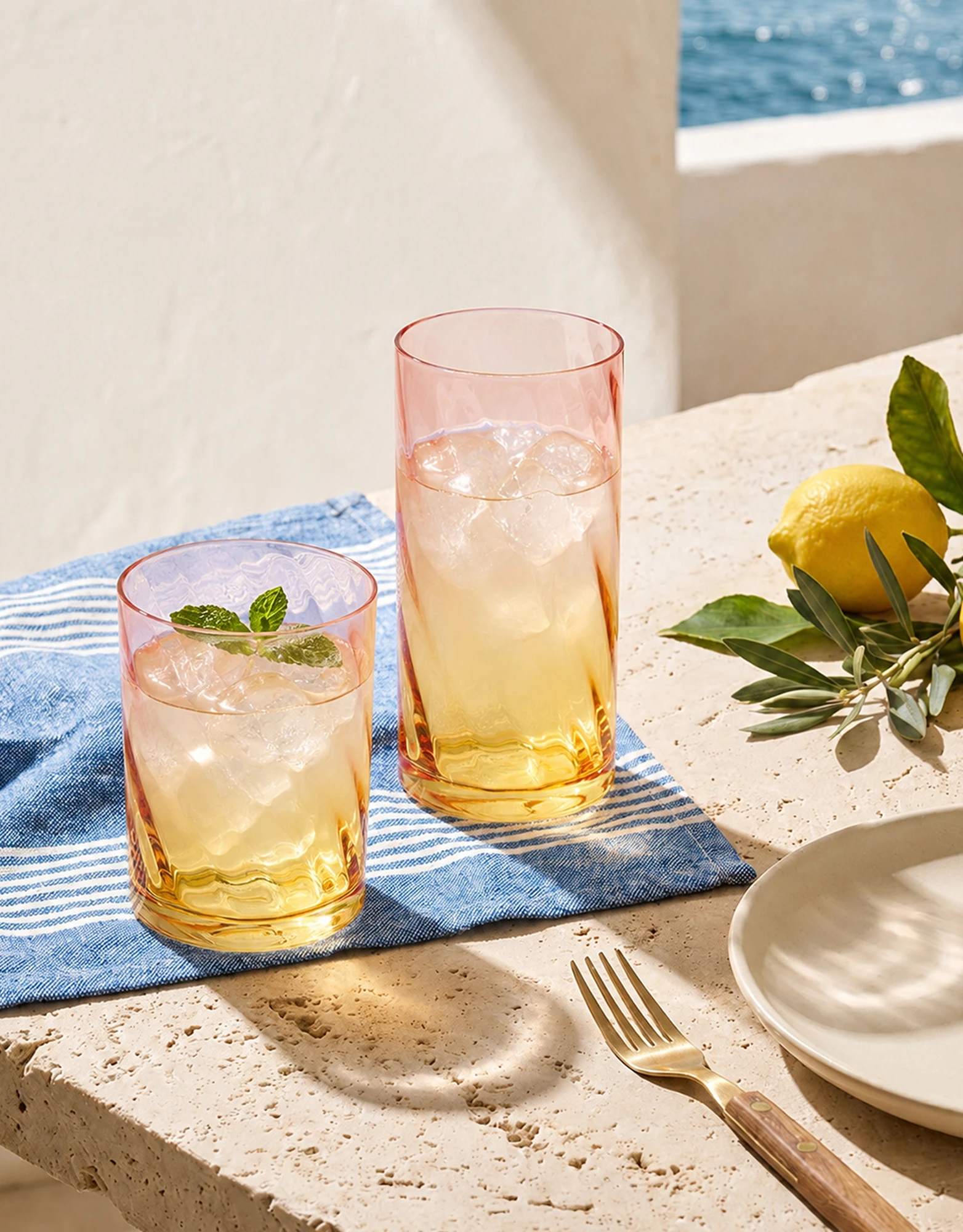 Two-Tone Glass Drinkware Set