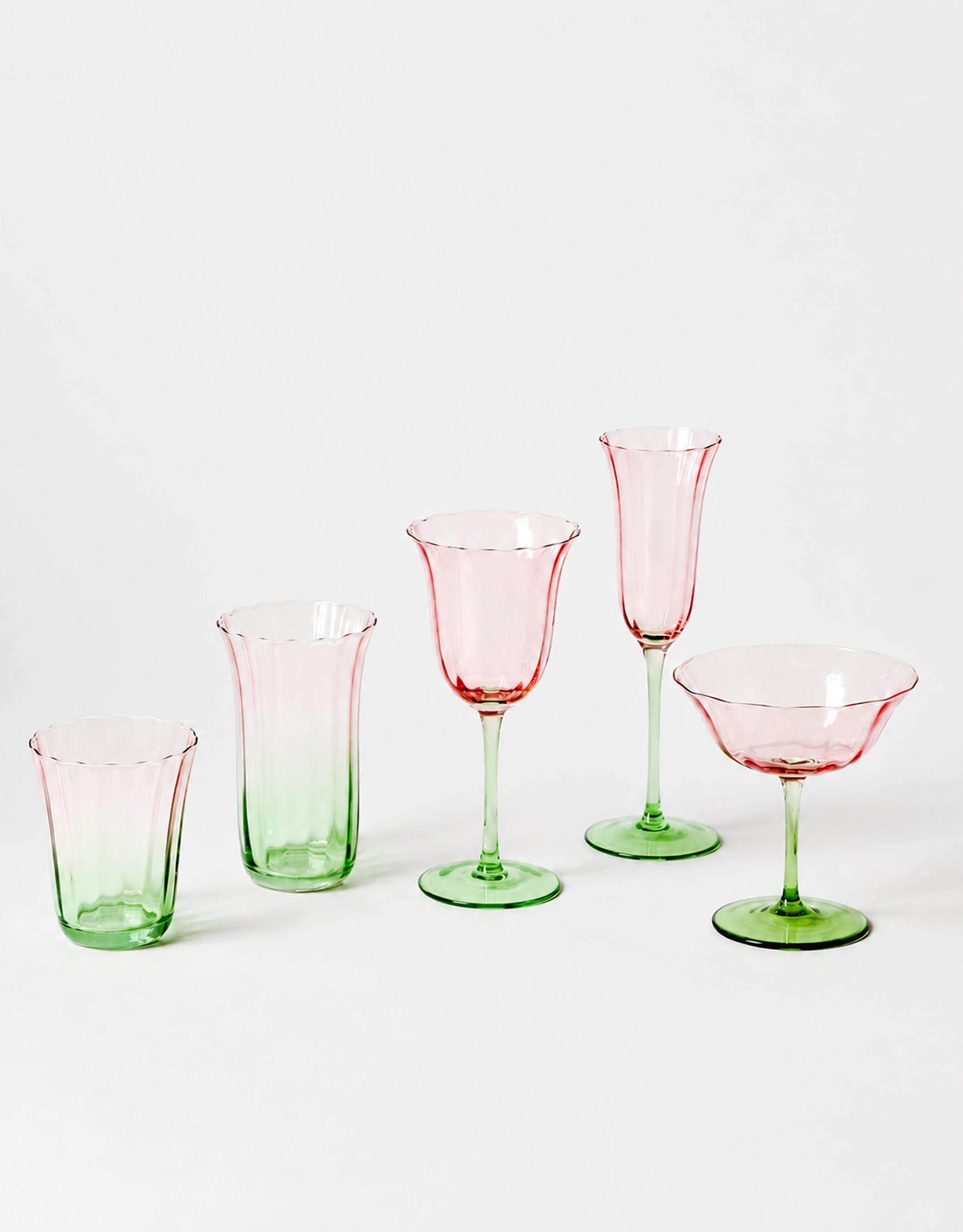 Scalloped Glass Drinkware Set