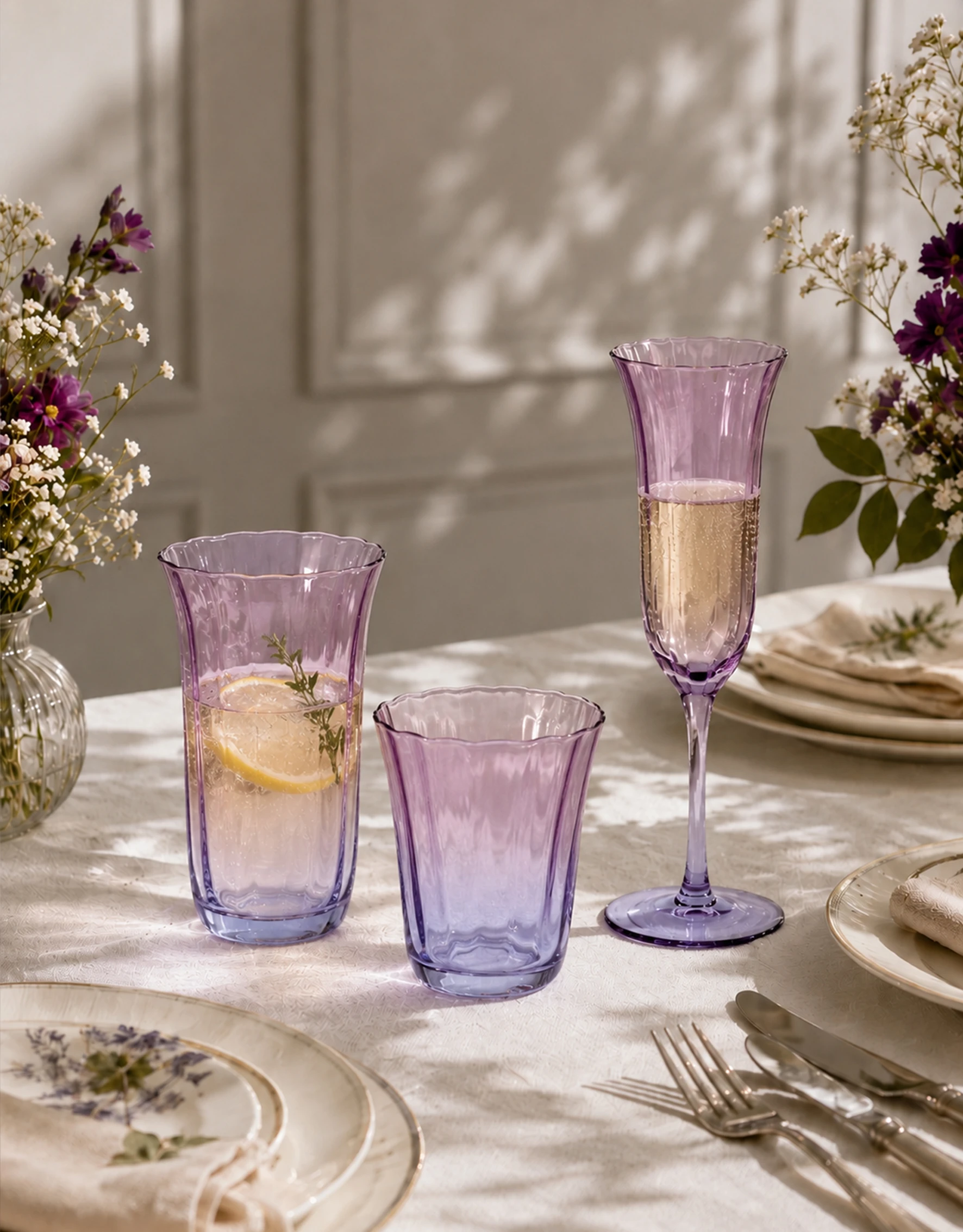 Scalloped Glass Drinkware Set