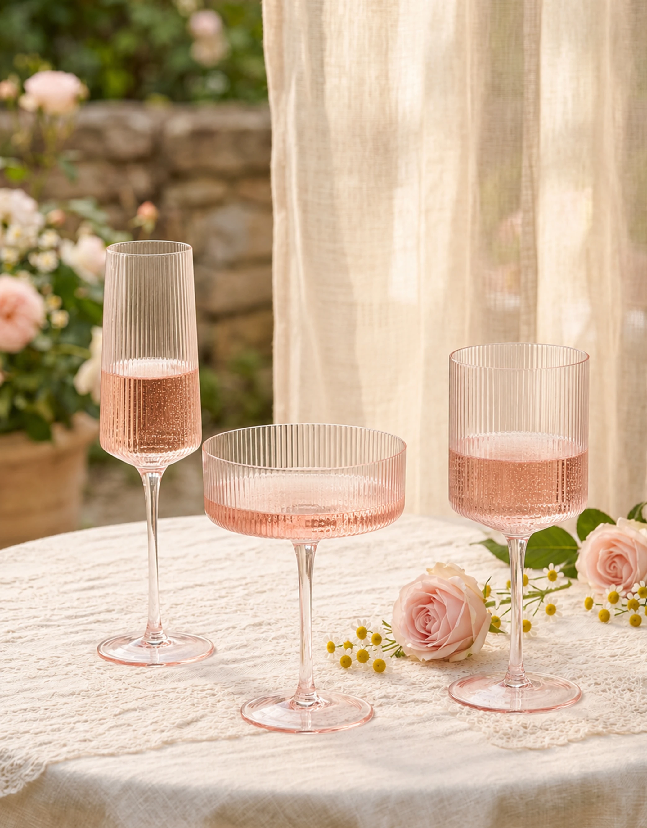 Ribbed Pastel Tint Drinkware Set