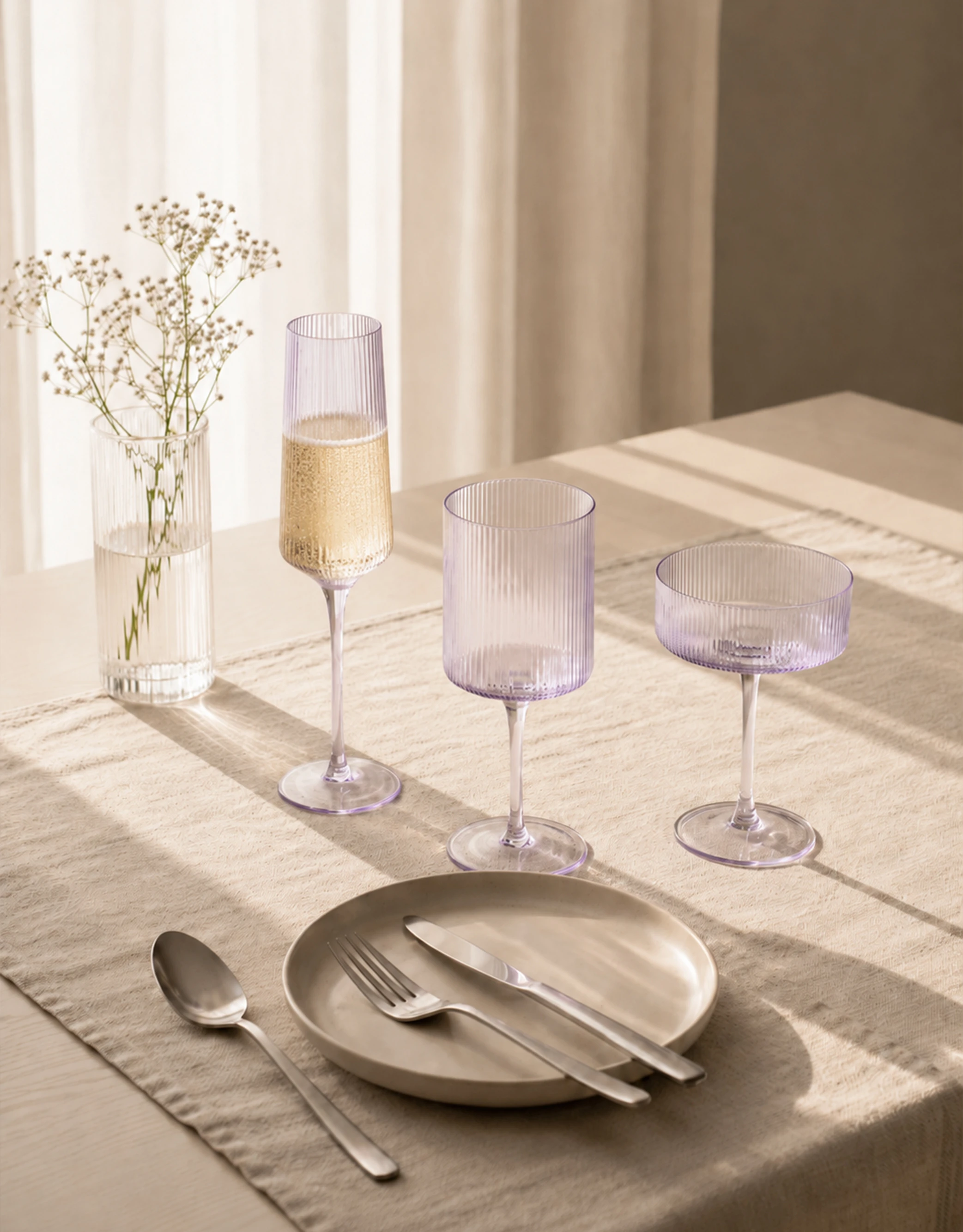 Ribbed Pastel Tint Drinkware Set