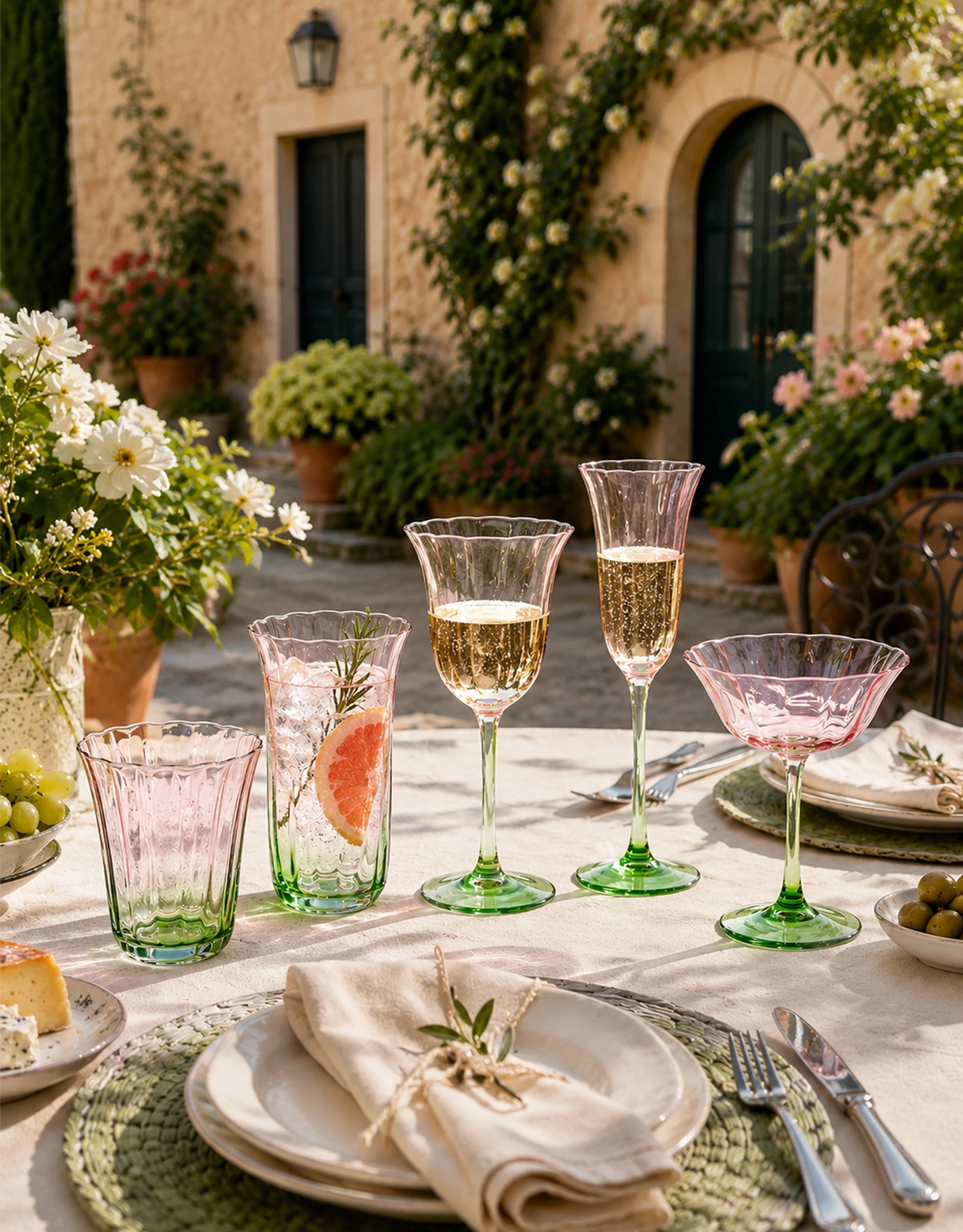 Scalloped Glass Drinkware Set