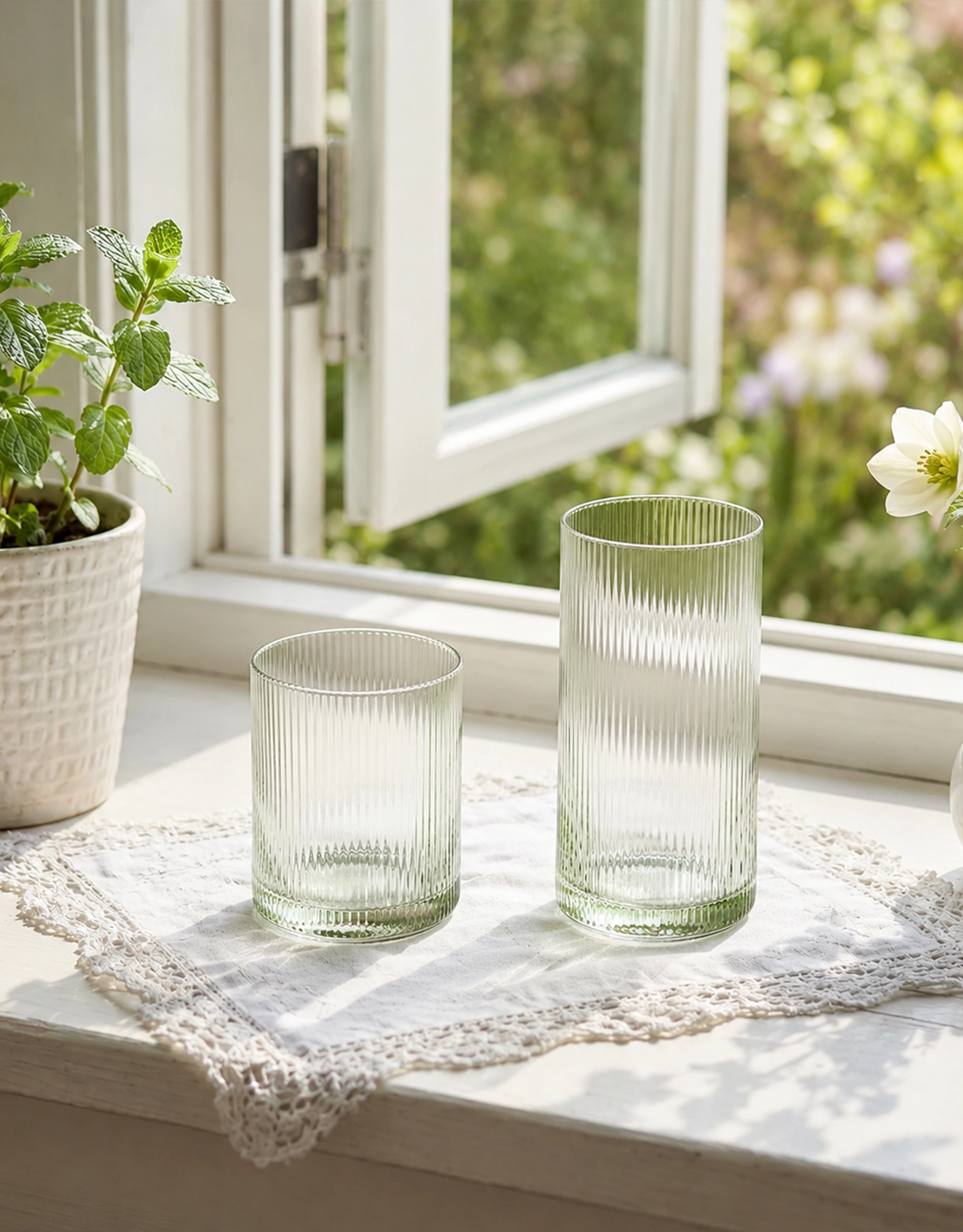 Ribbed Pastel Tint Drinkware Set