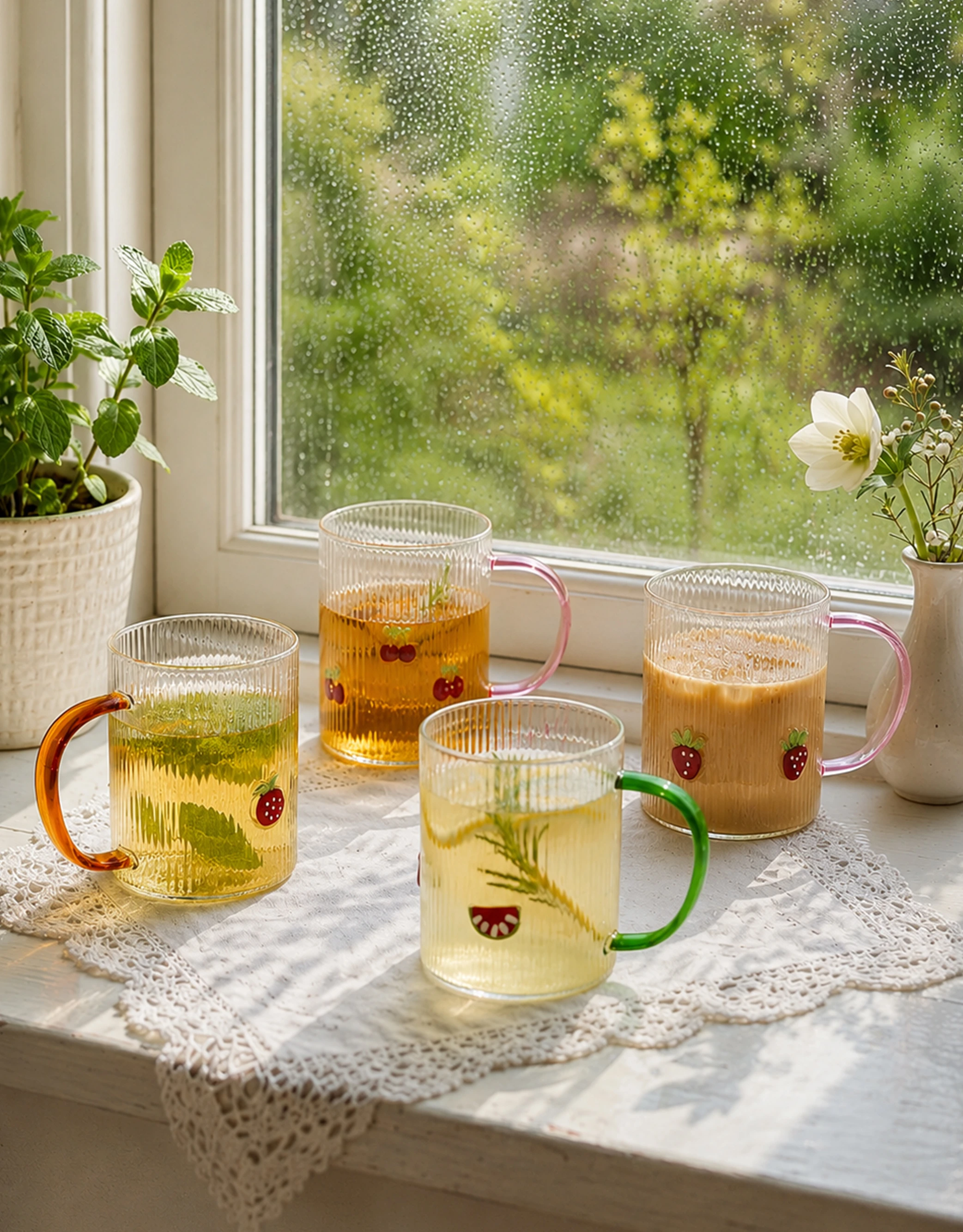 Ribbed High Borosilicate Glass Mug