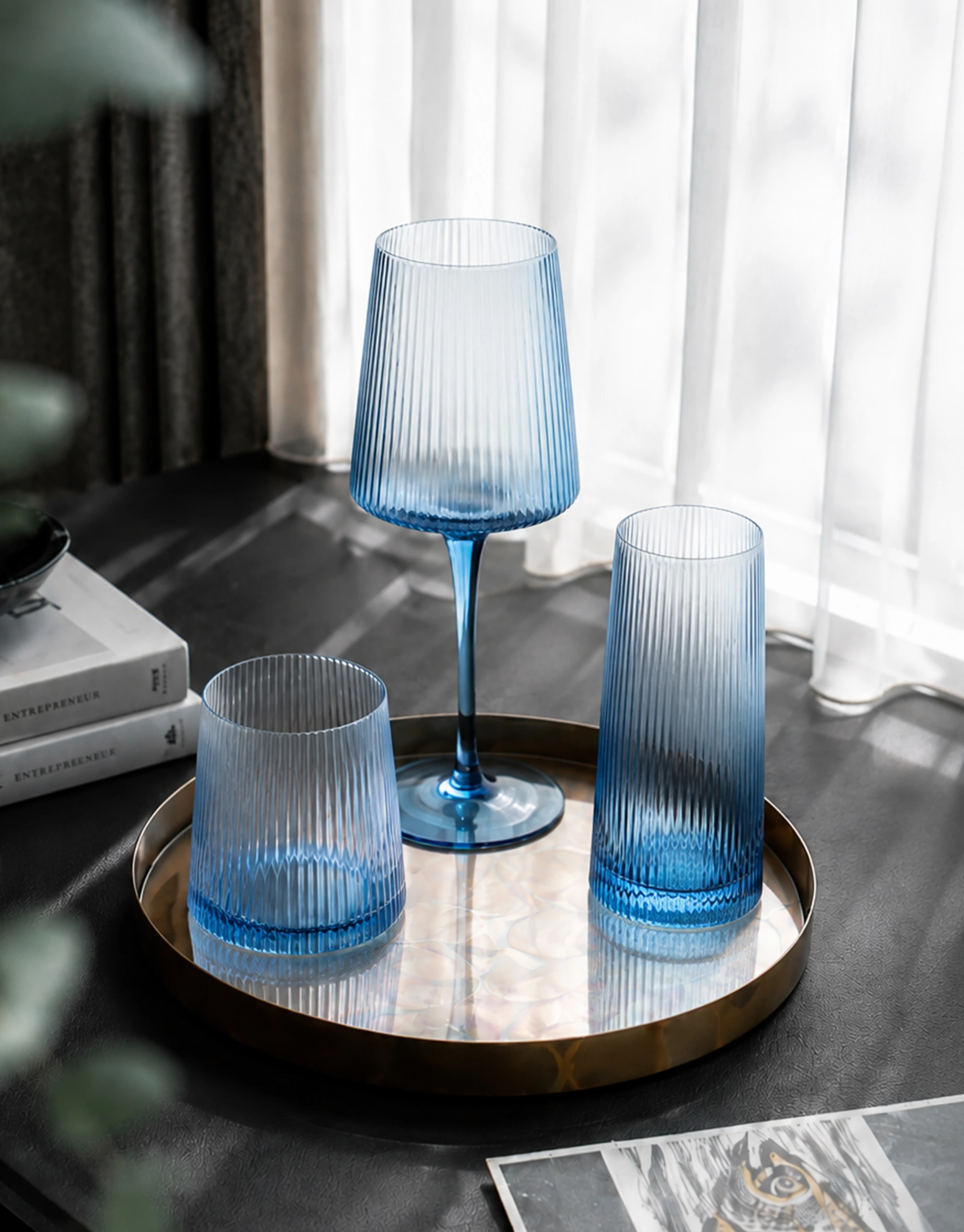 Ribbed Glass Drinkware Set