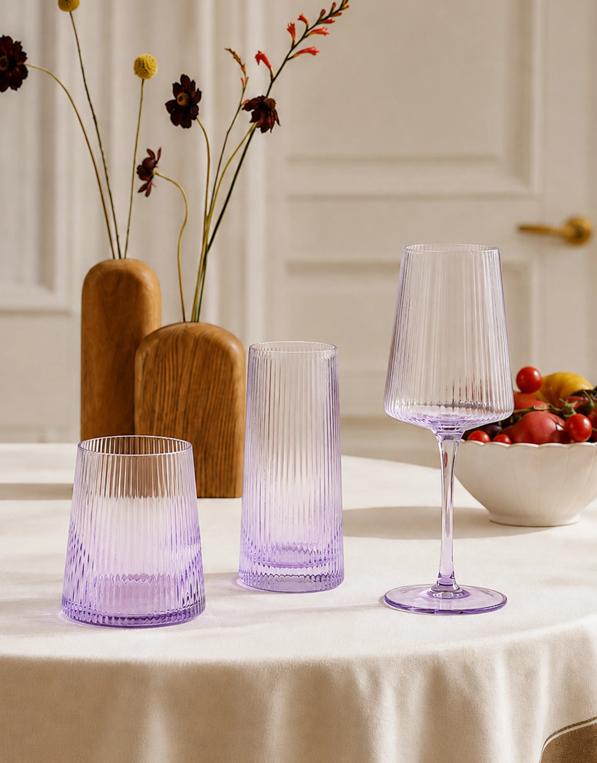 Ribbed Glass Drinkware Set