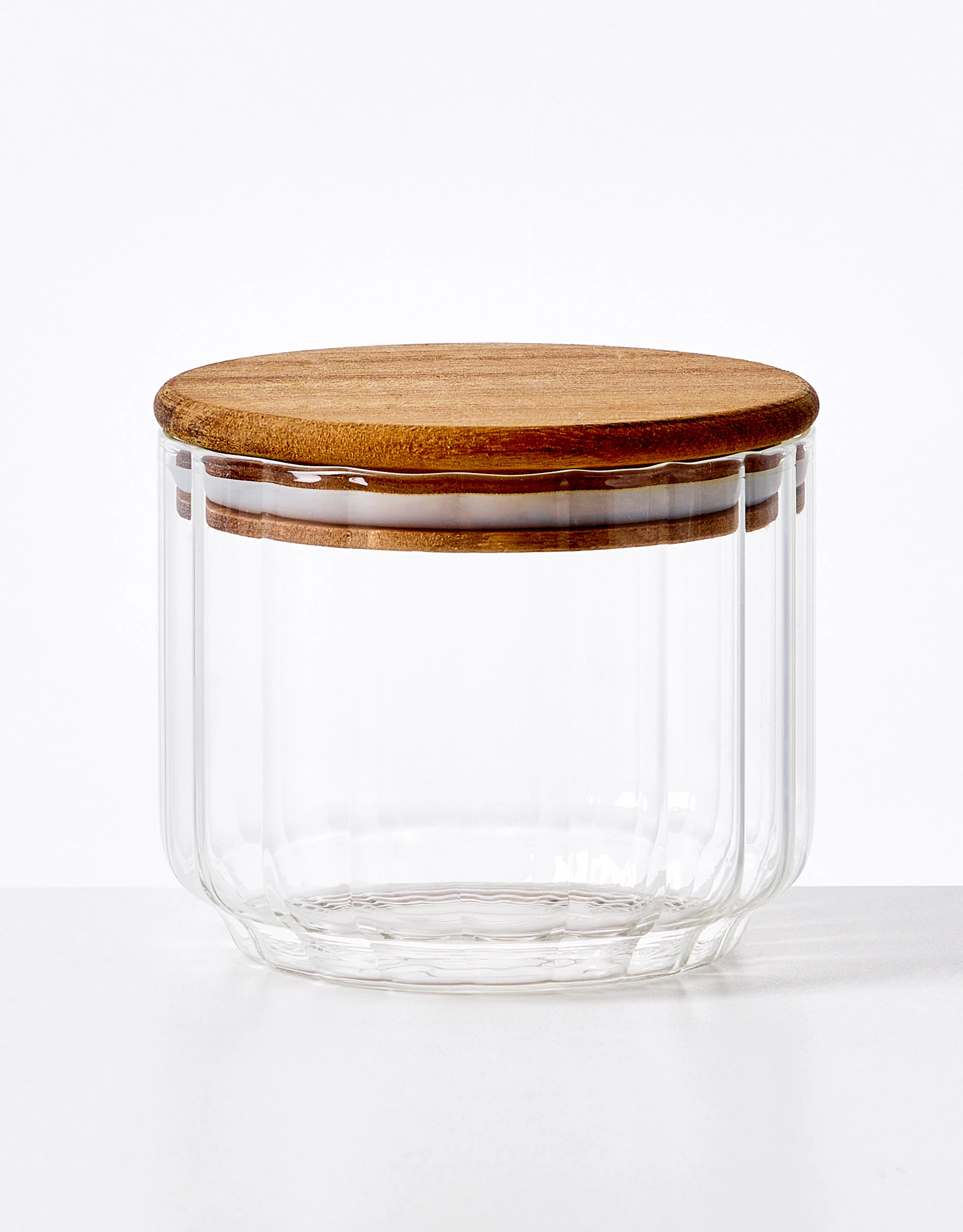 Set of 3 Ribbed Glass Storage Jars