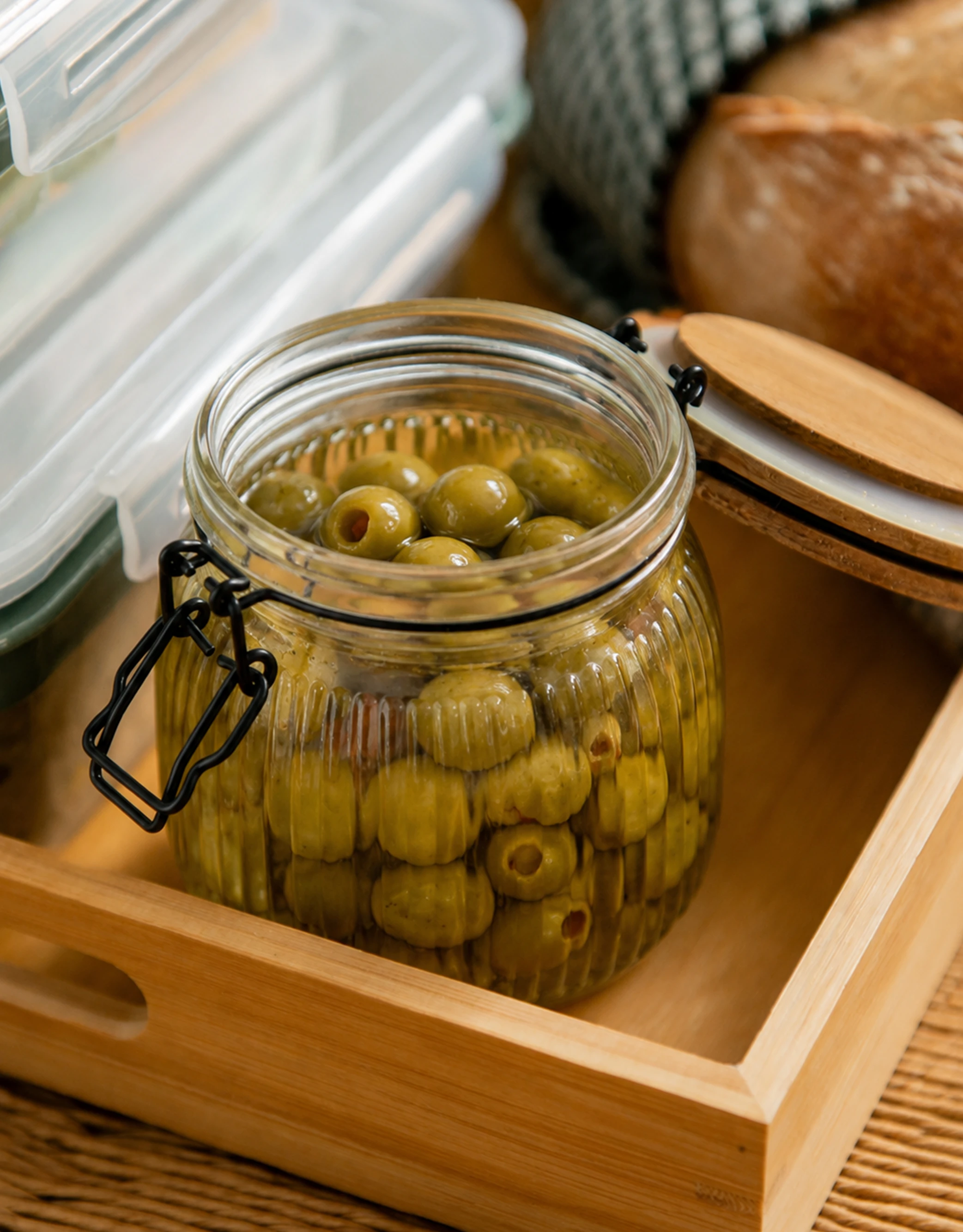 Ribbed Glass Storage Jars