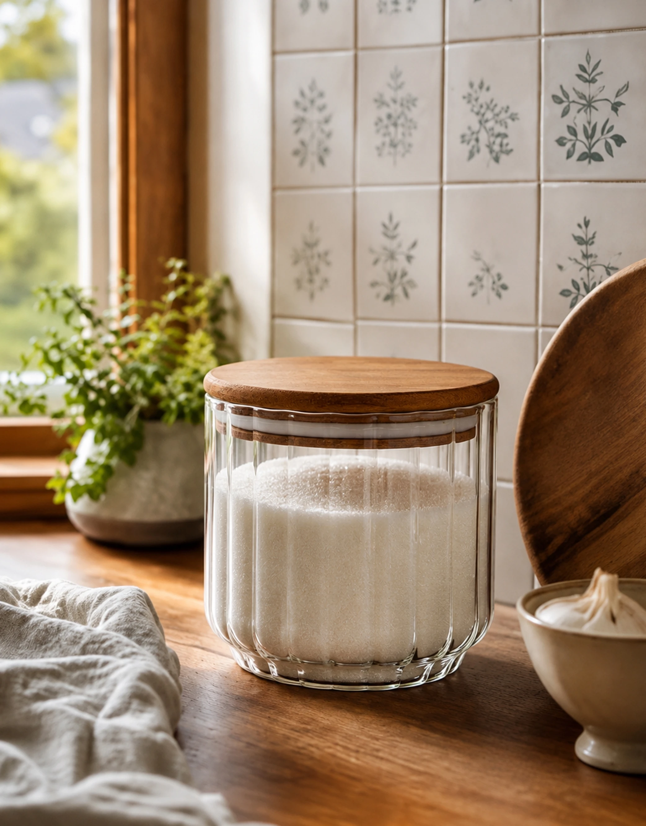 Set of 3 Ribbed Glass Storage Jars