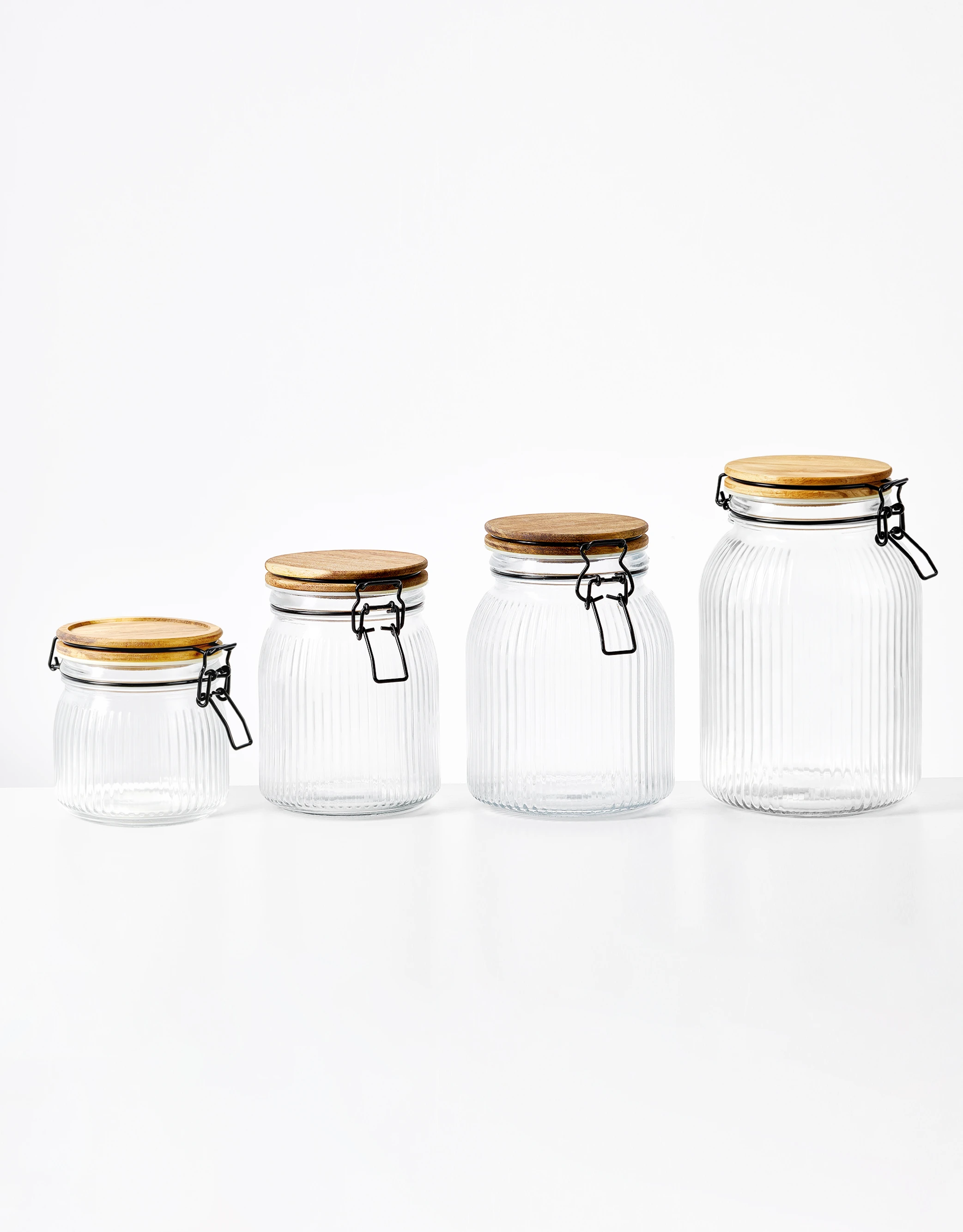 Ribbed Glass Storage Jars