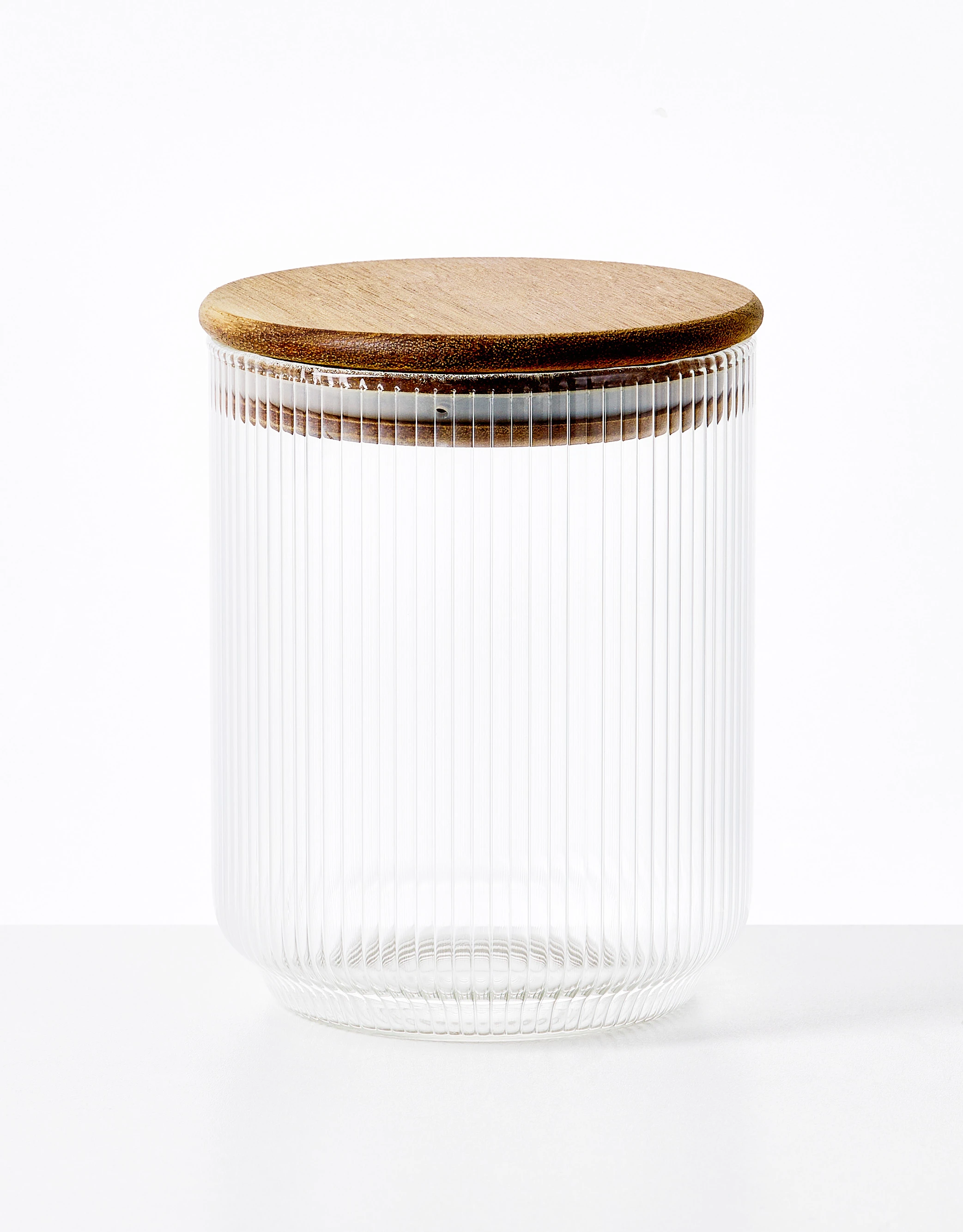 Set of 4 Ribbed Glass Storage Jars