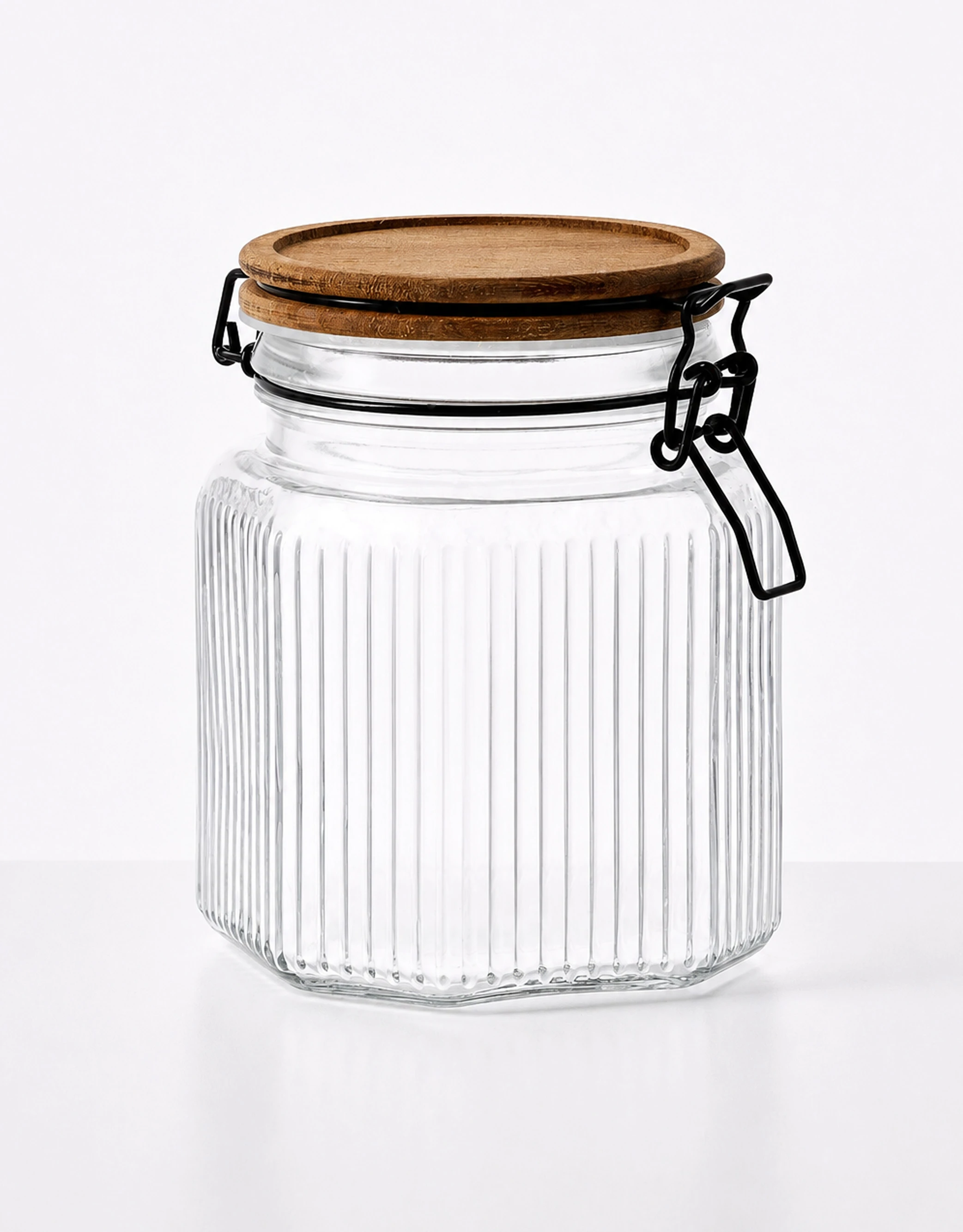 Ribbed Square Glass Storage Jars