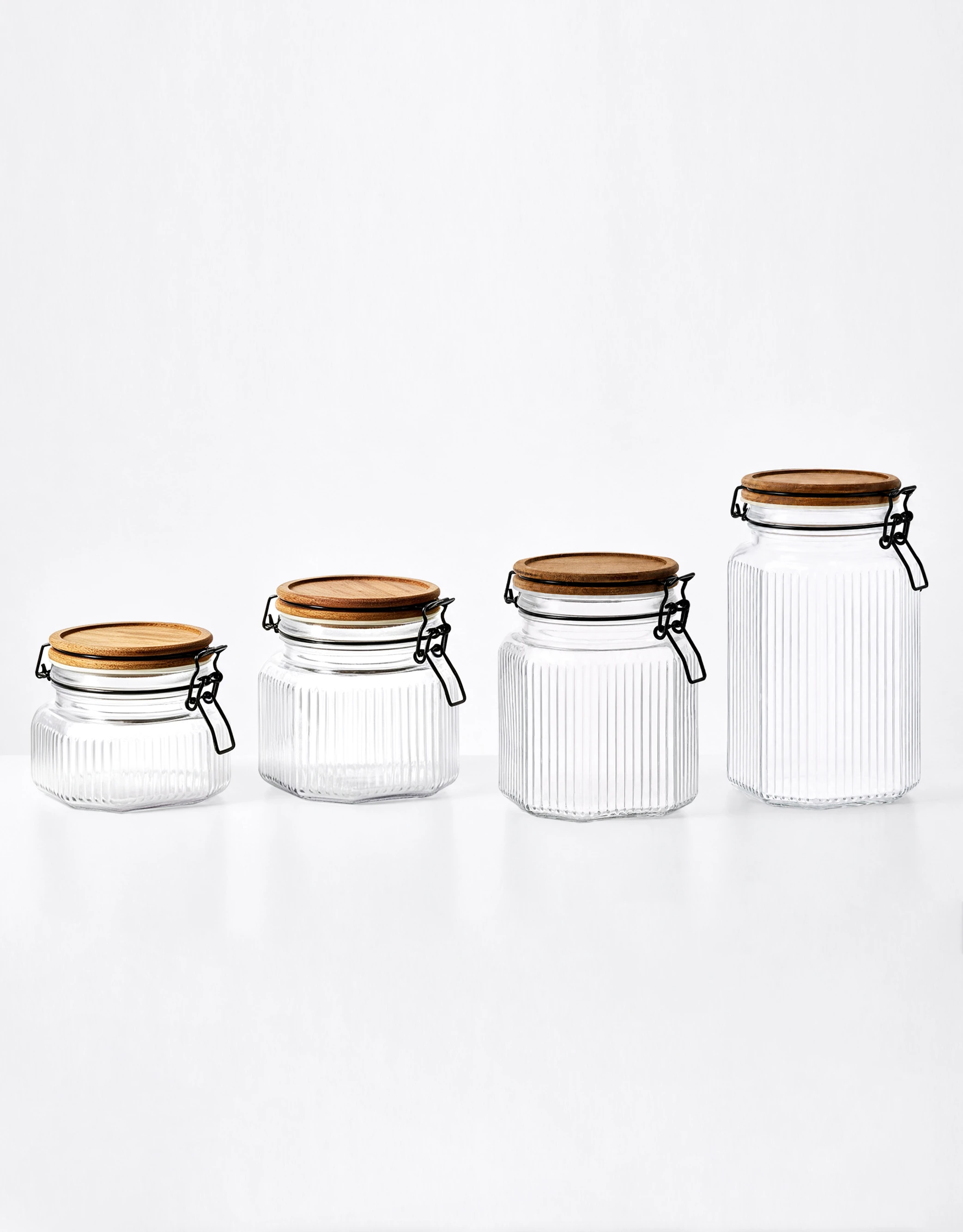 Ribbed Square Glass Storage Jars