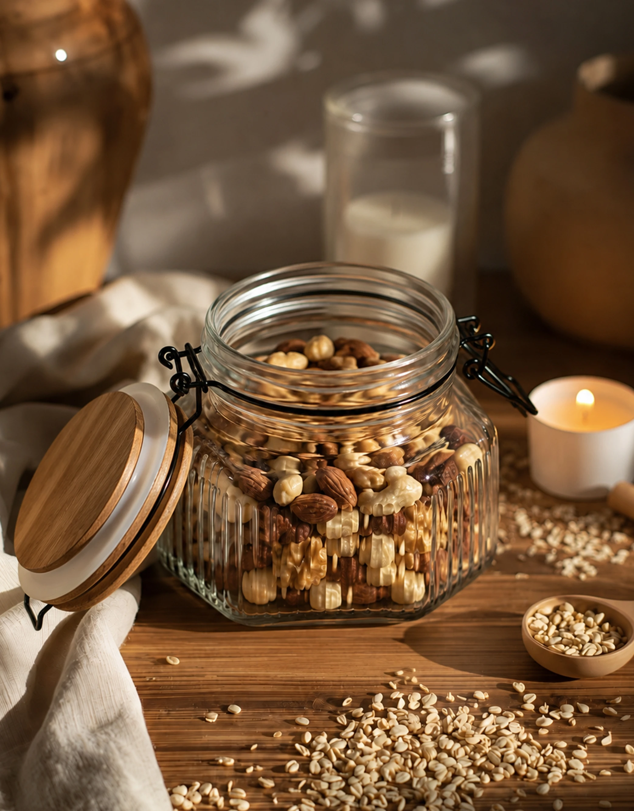Ribbed Square Glass Storage Jars