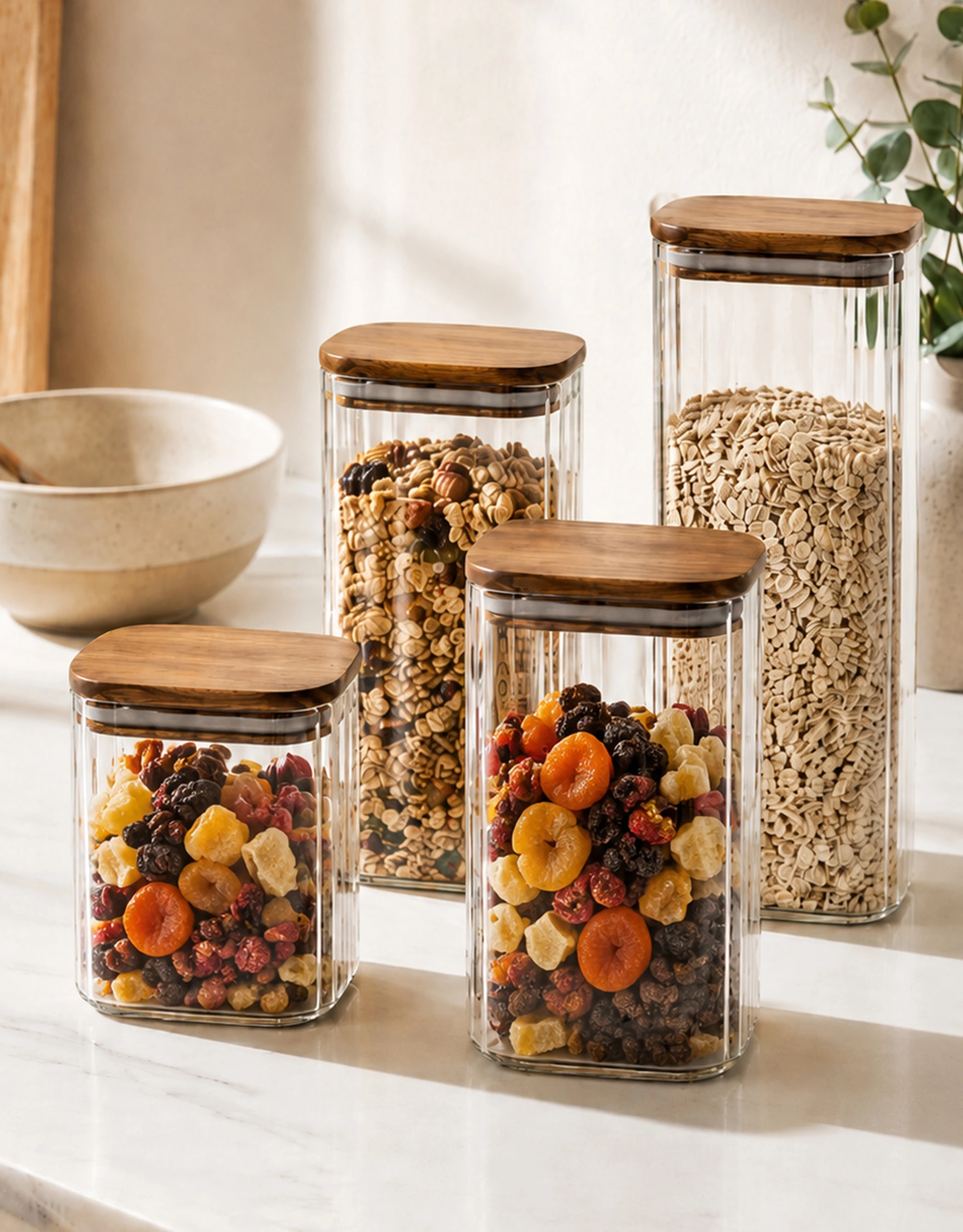 Ribbed Glass Storage Jars