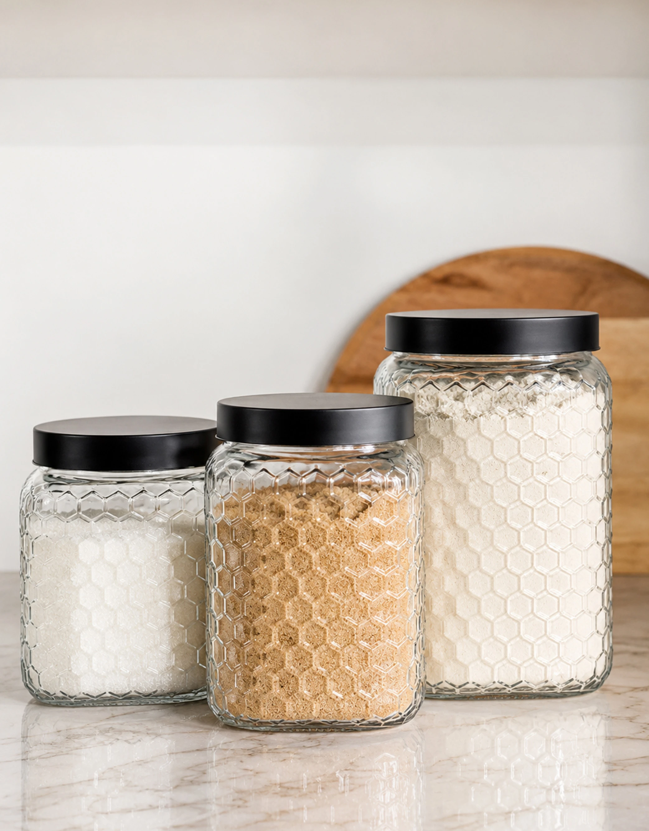 Embossed Glass Canisters