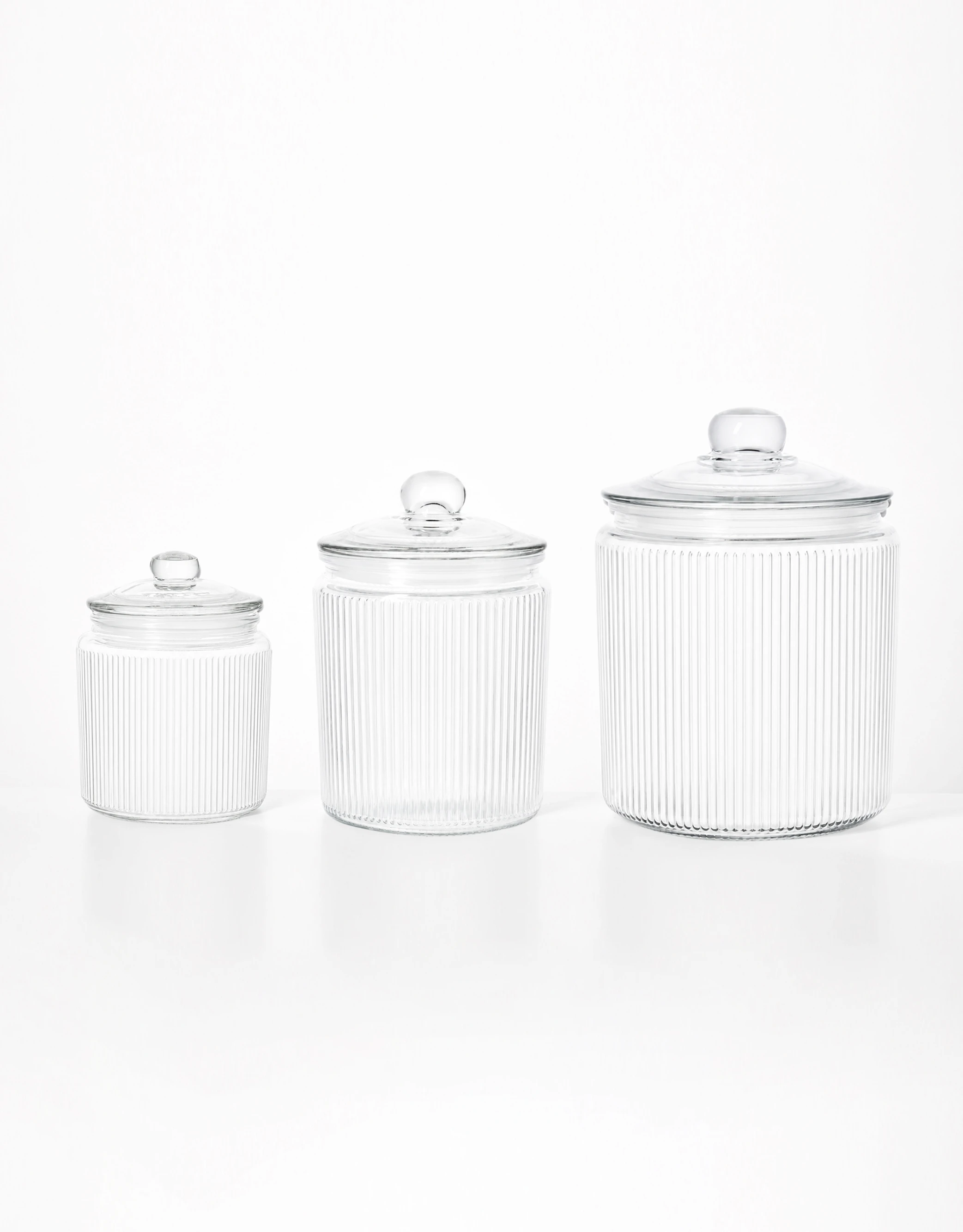 Ribbed Glass Storage Jars