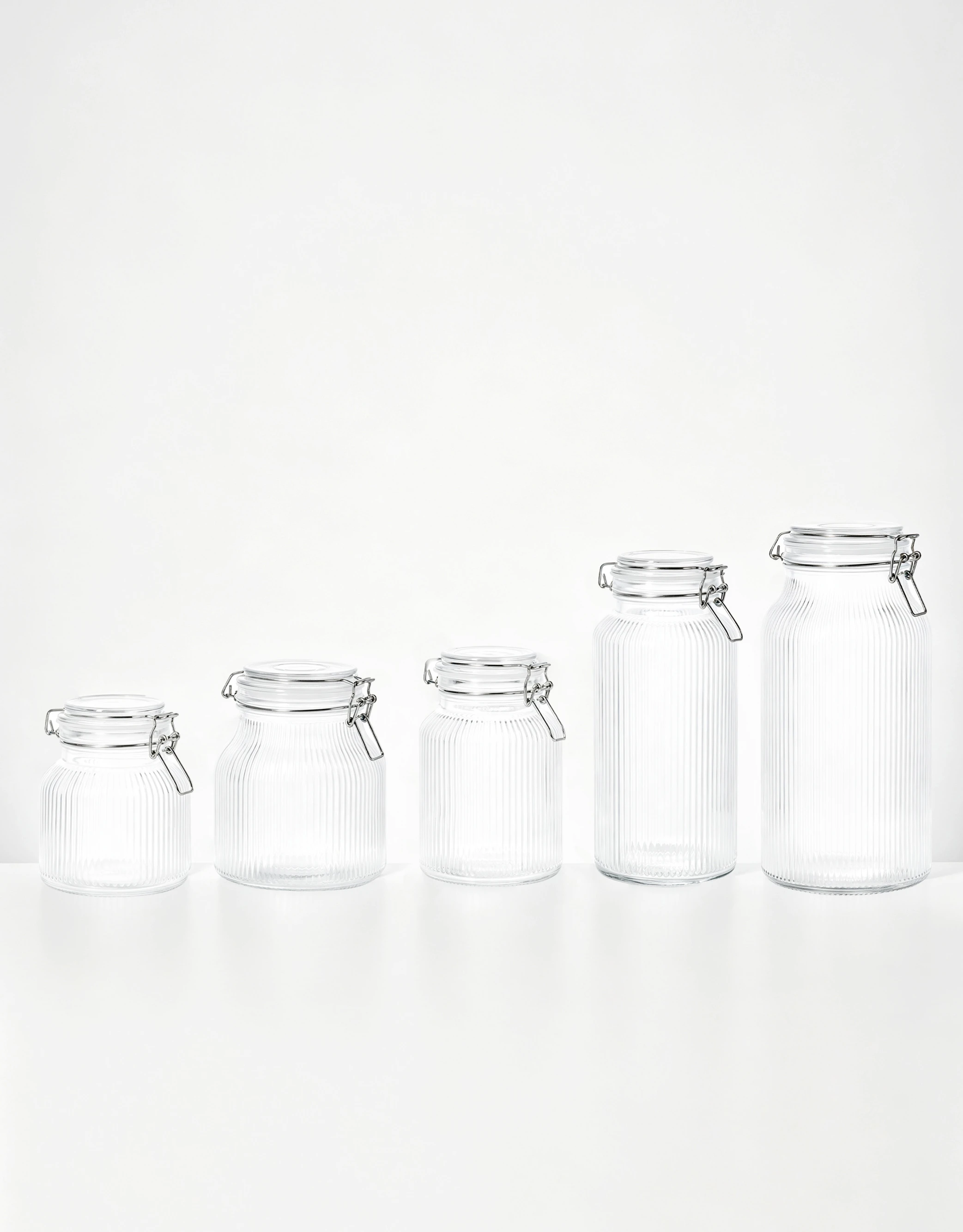 Ribbed Glass Storage Jars