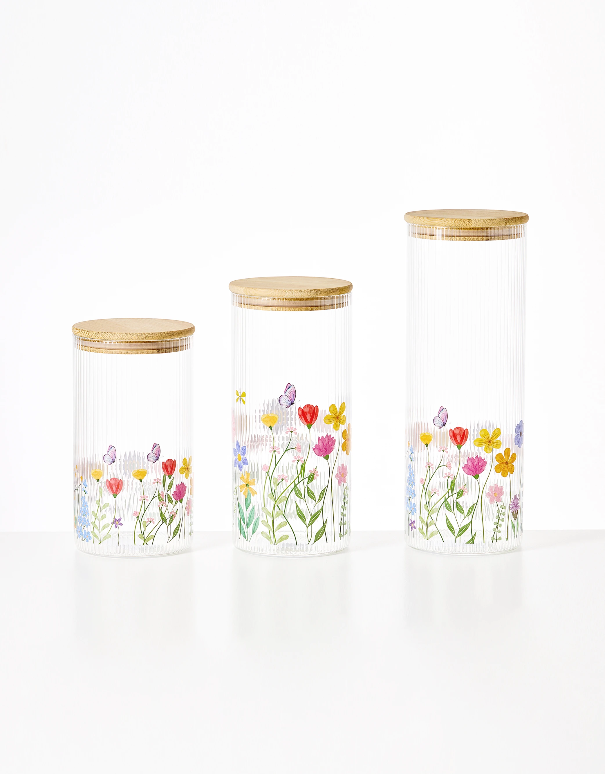 Ribbed Glass Storage Jars
