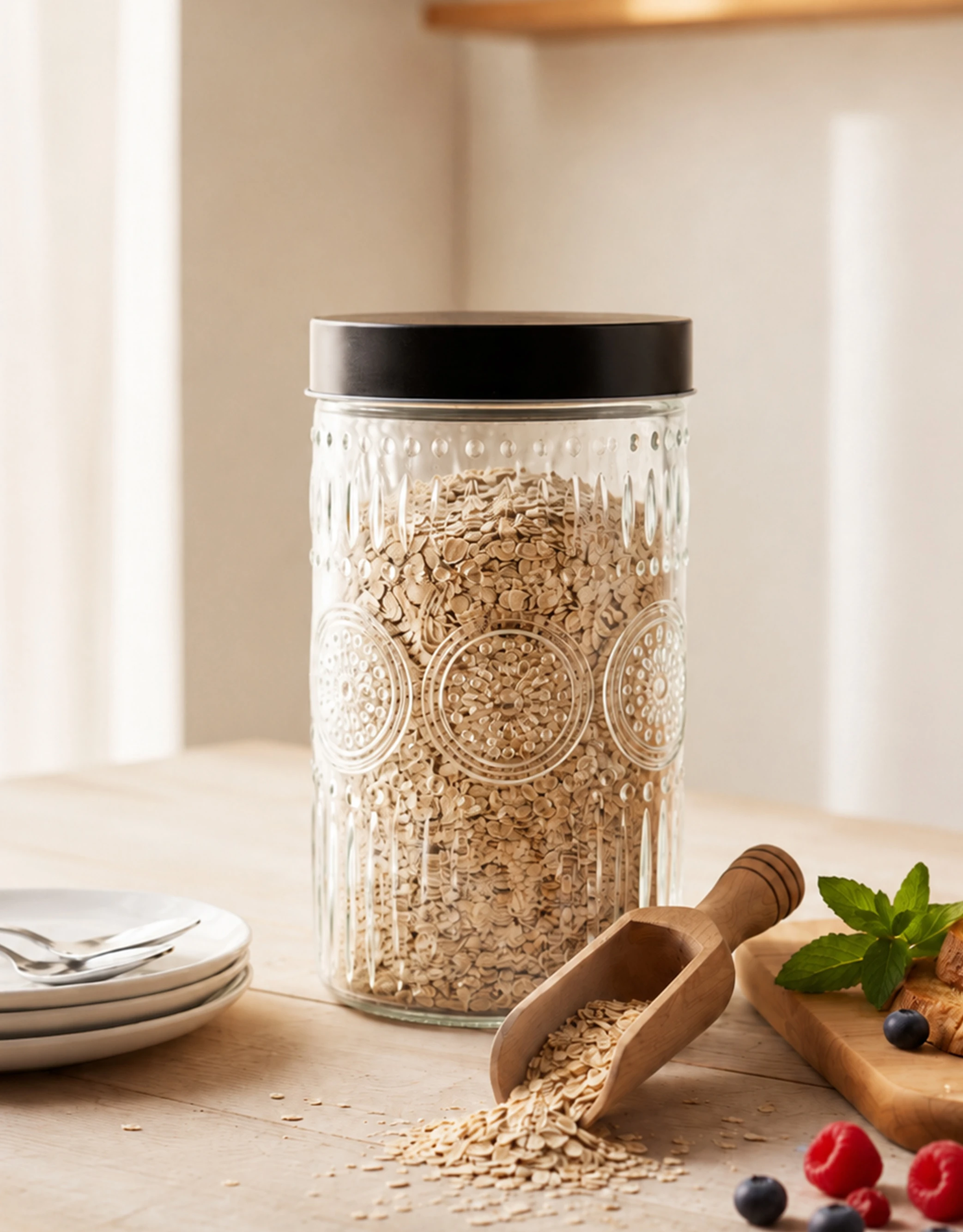 Embossed Glass Canisters