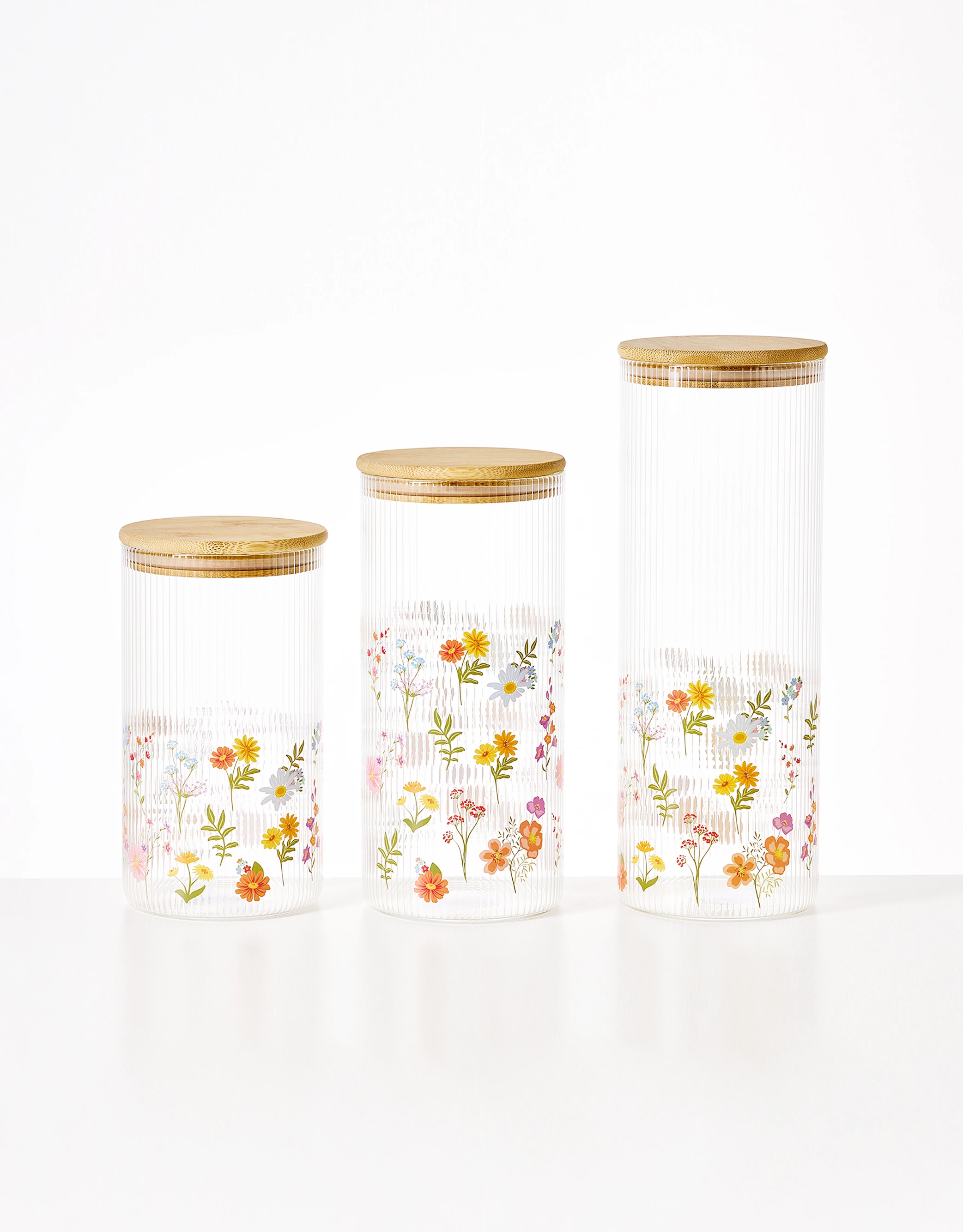 Ribbed Glass Storage Jars