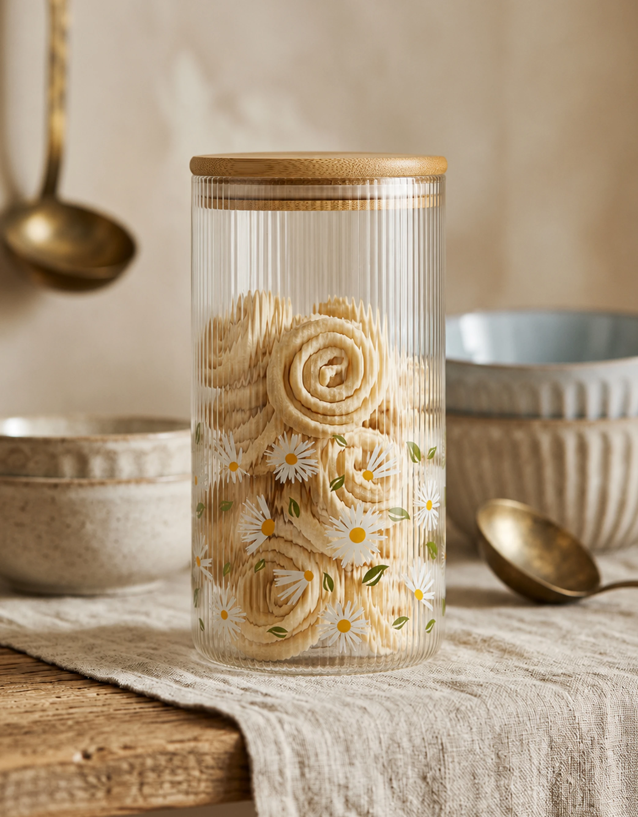 Ribbed Glass Storage Jars