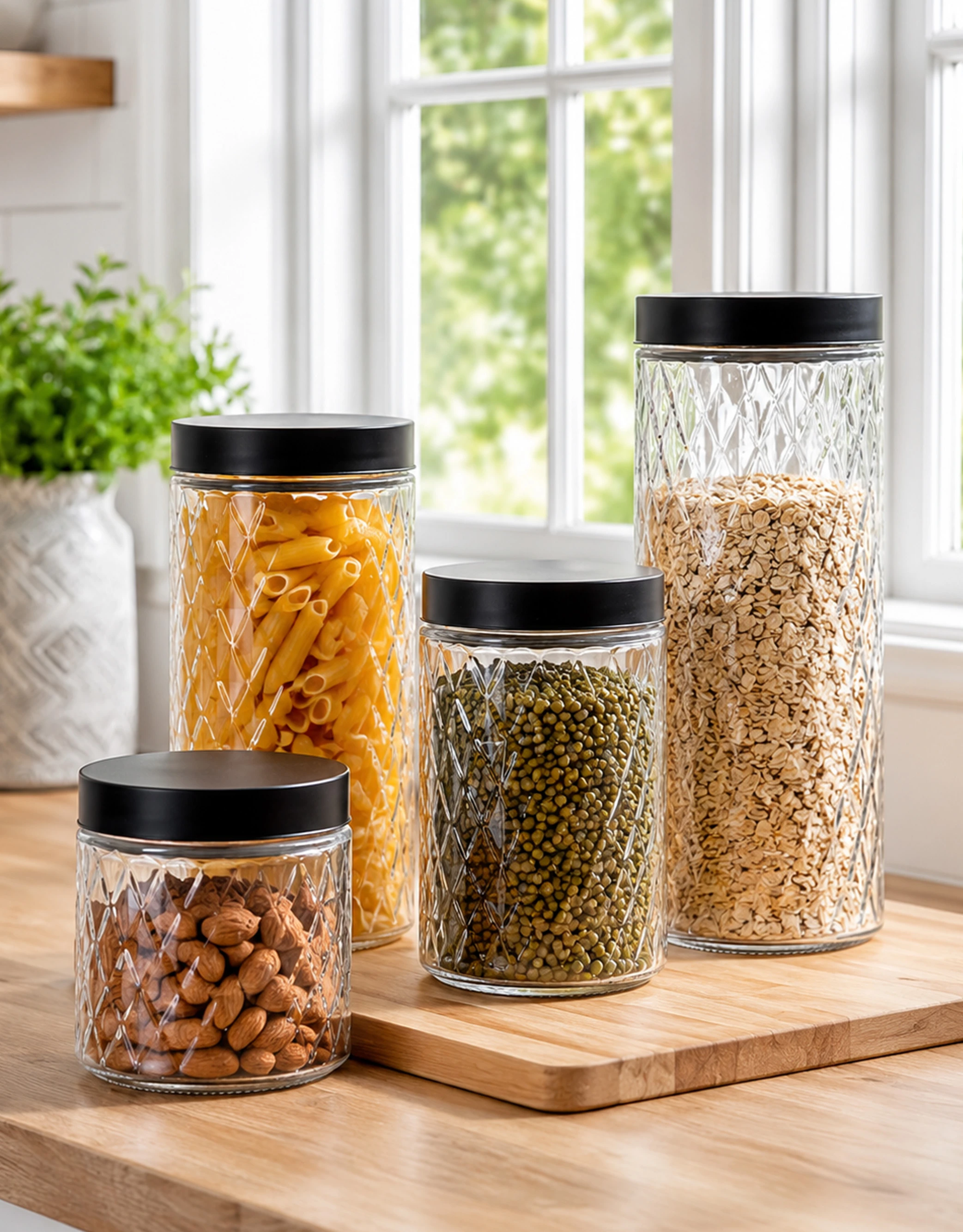 Embossed Glass Canisters