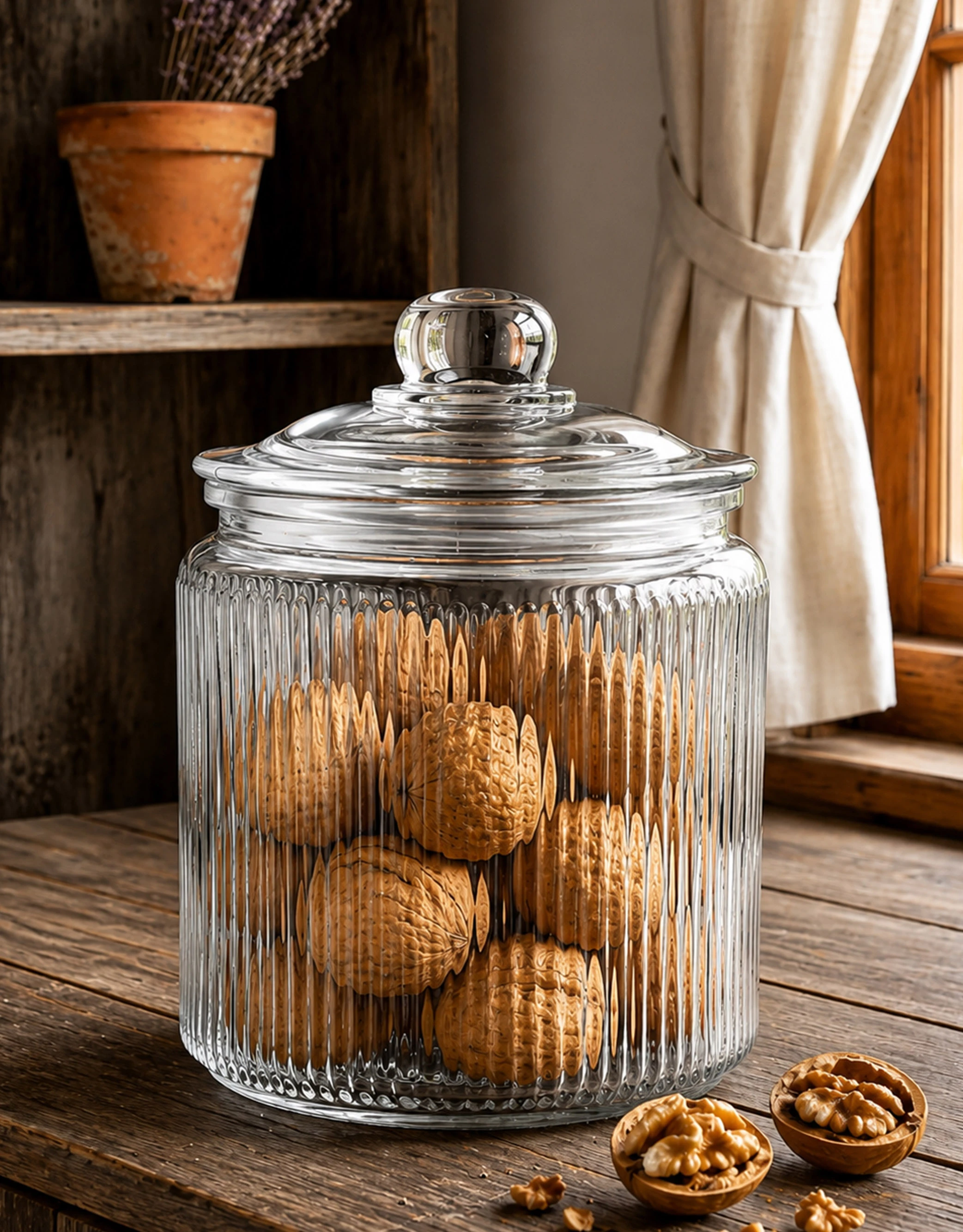 Ribbed Glass Storage Jars