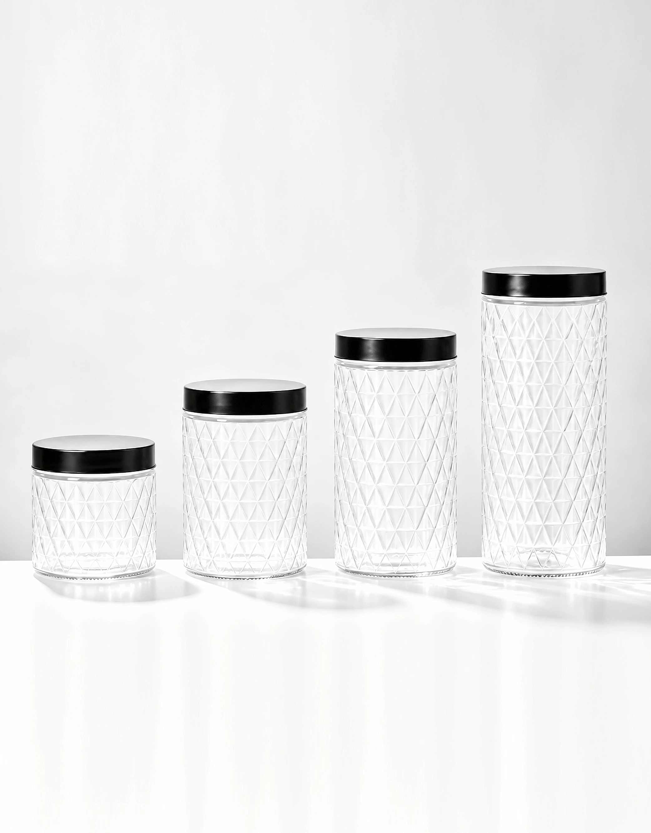 Embossed Glass Canisters
