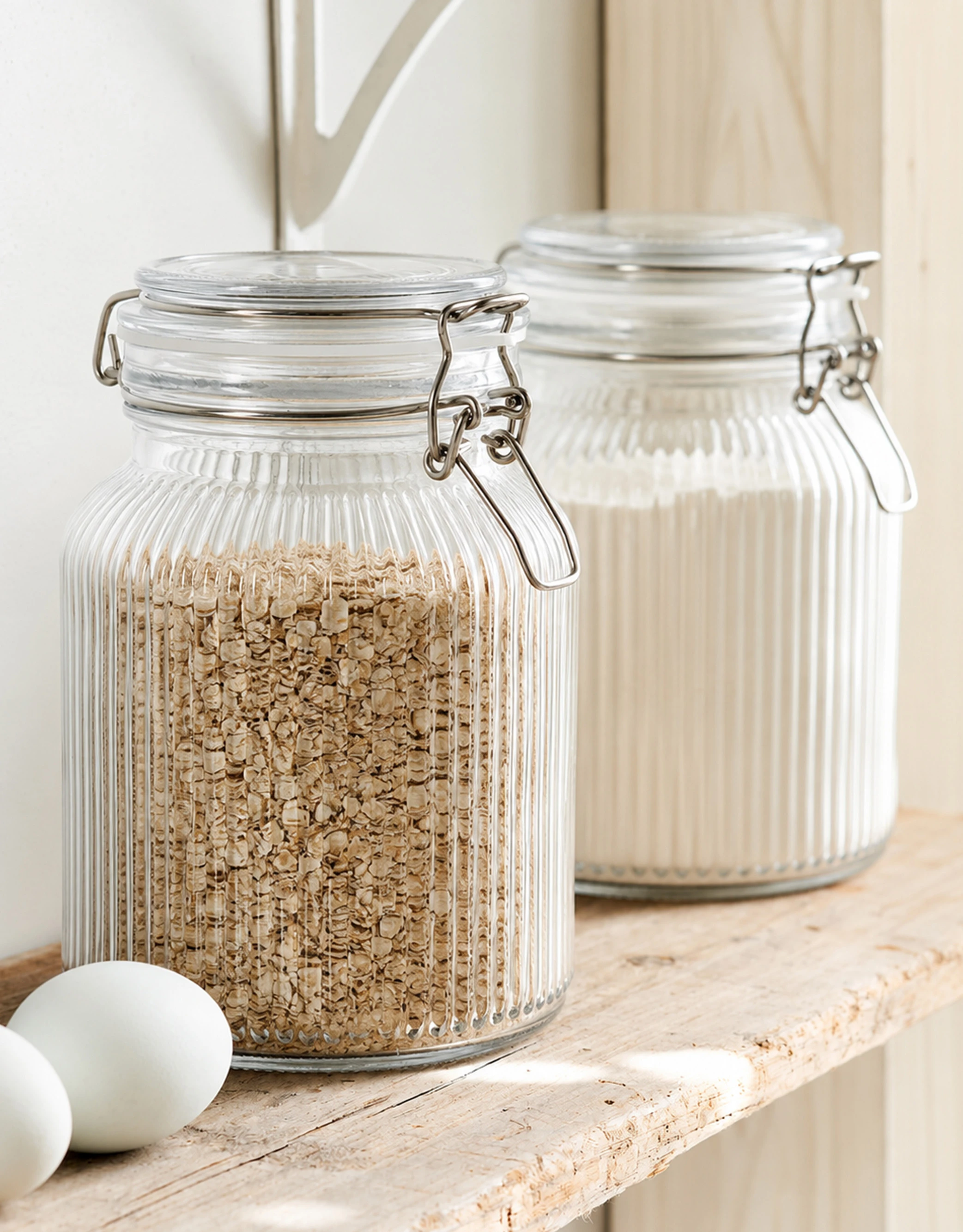 Ribbed Glass Storage Jars