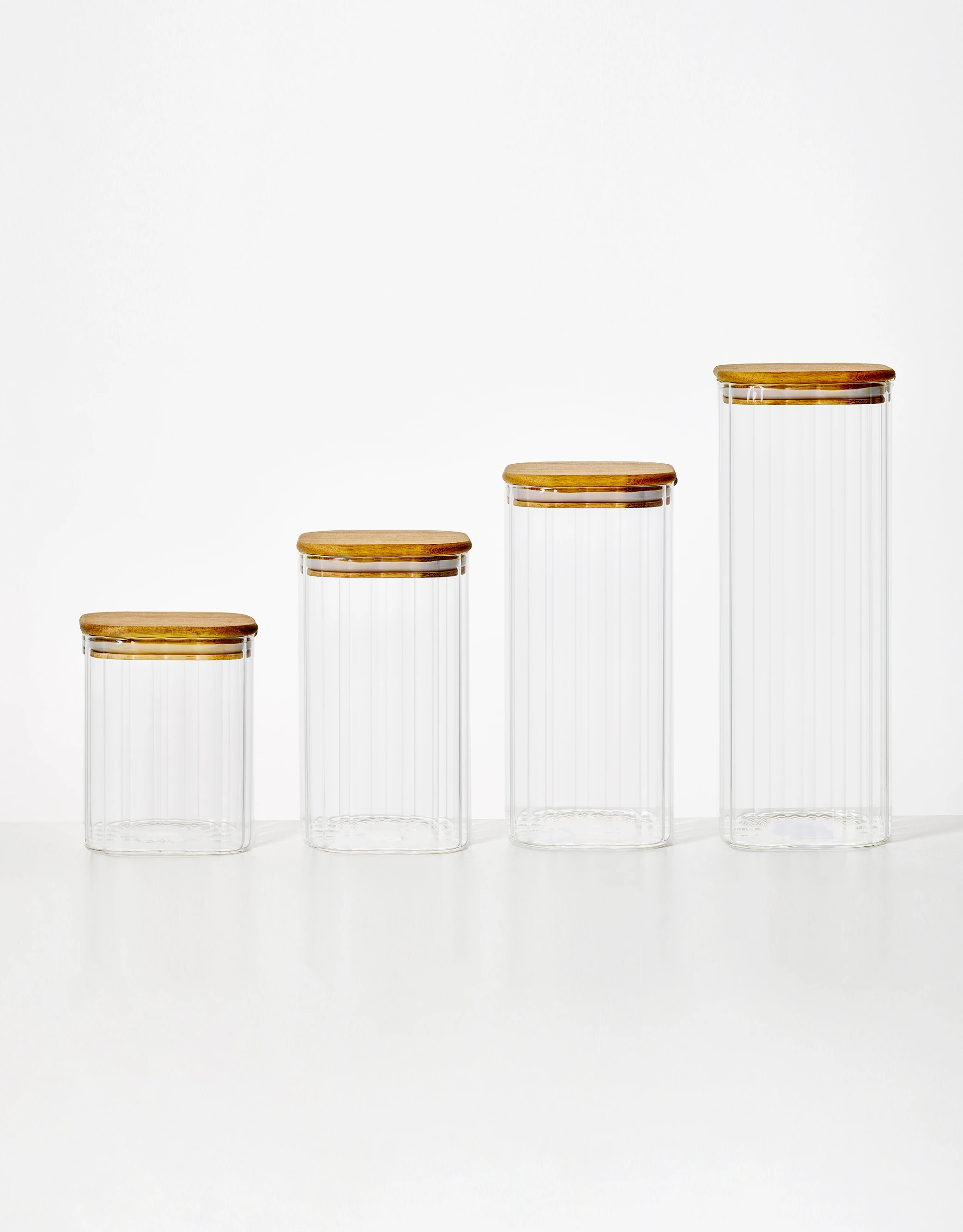 Ribbed Glass Storage Jars
